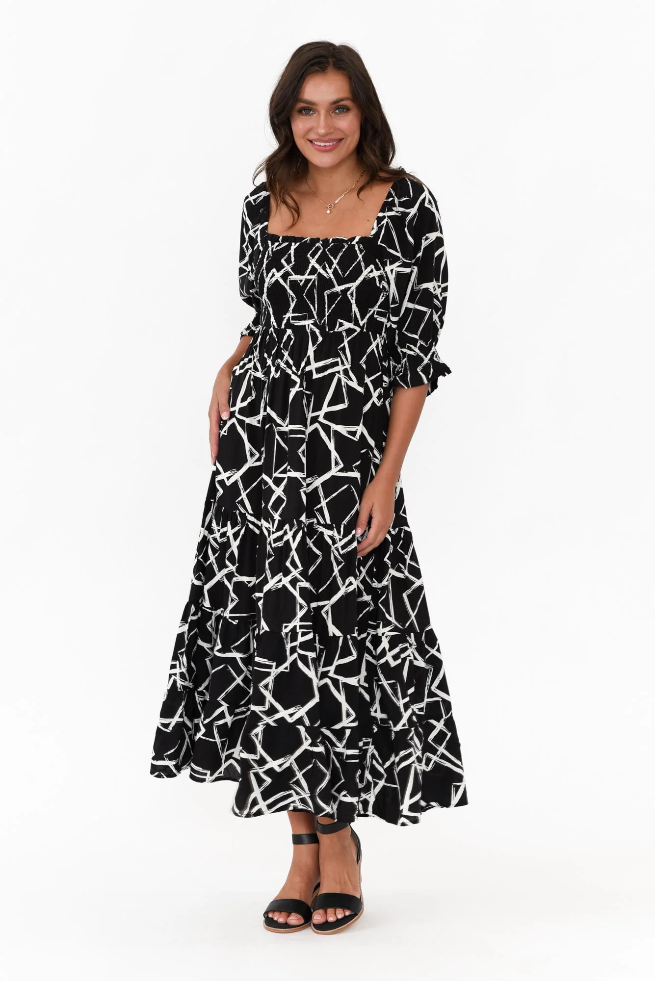 Jonathan Black Geo Shirred Maxi Dress - Image 7