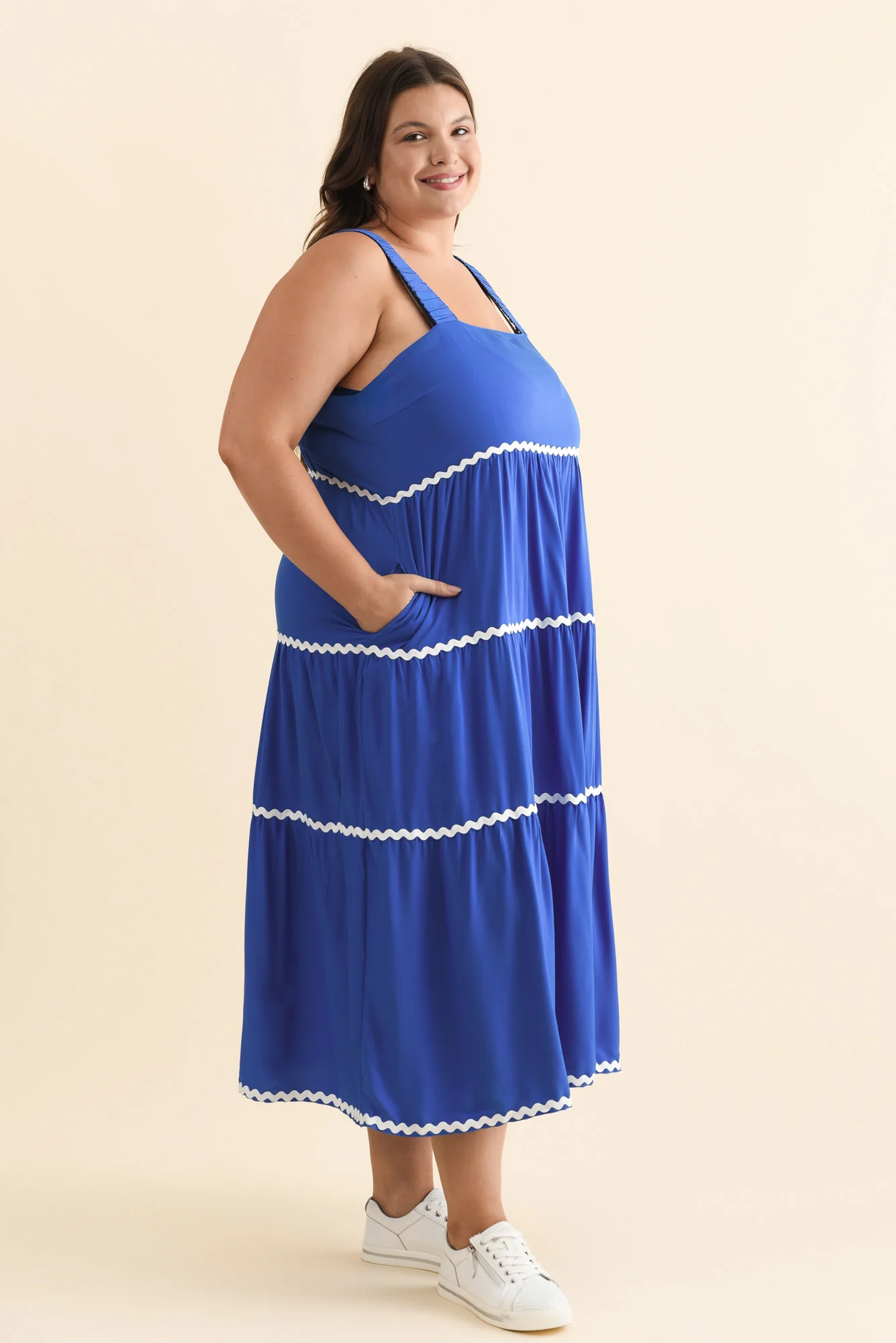 Josie Cobalt Contrast Tier Dress - Image 10