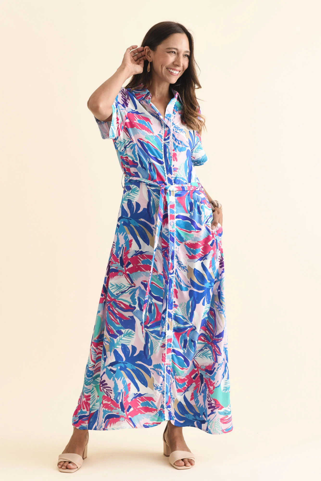 Jossalyn Indigo Leaf Tie Dress - Image 3