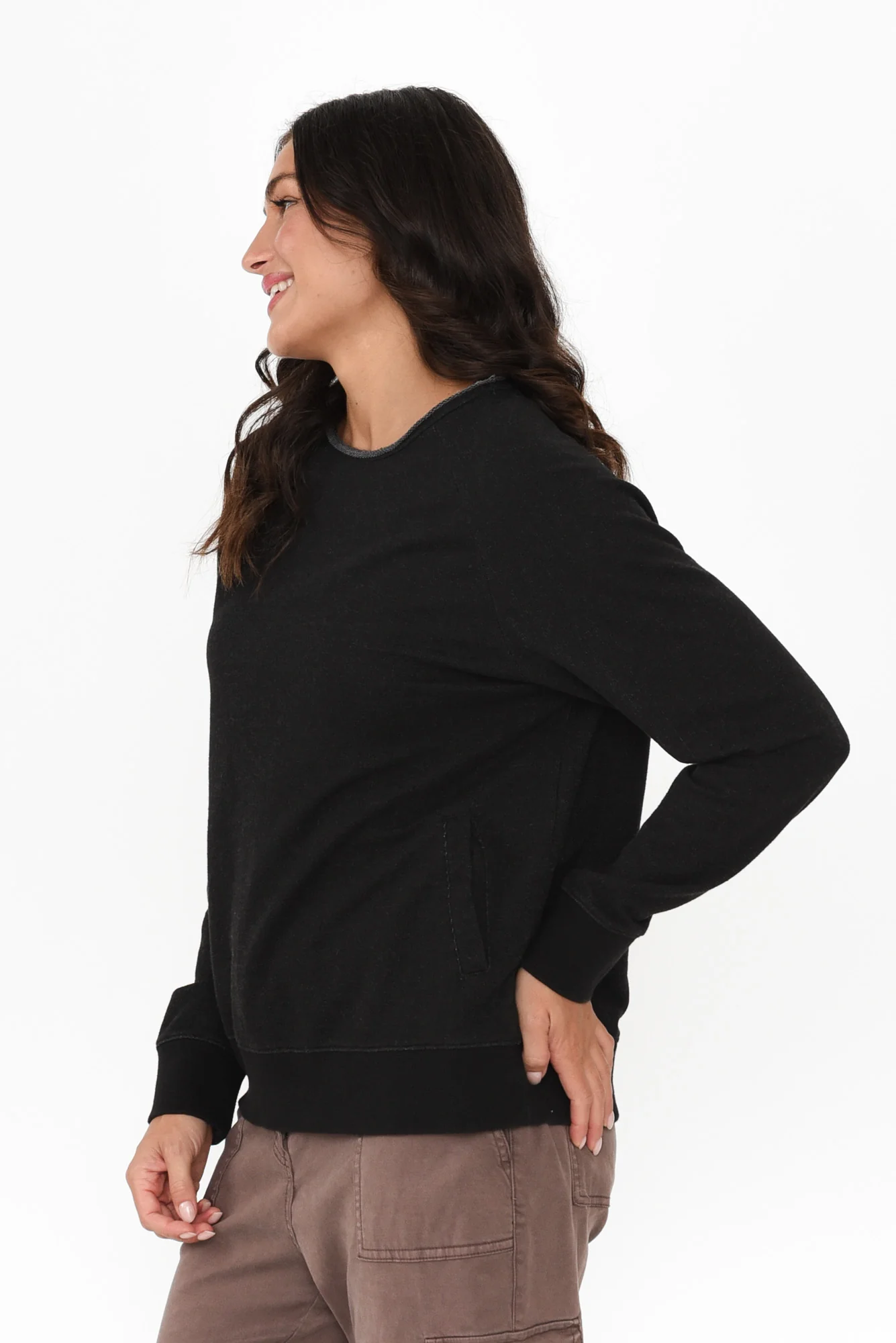 Julia Washed Black Cotton Sweatshirt - Image 4