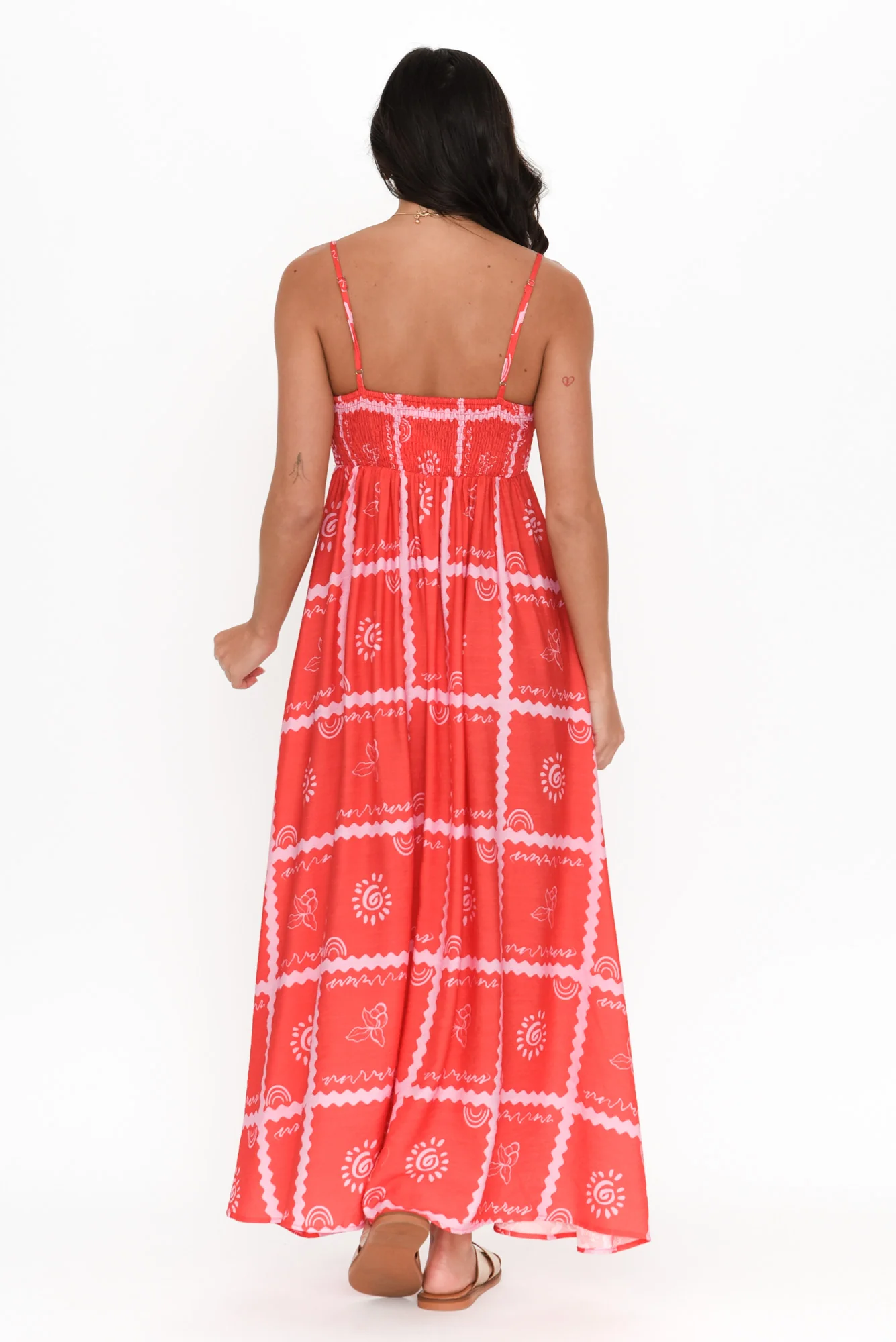 Julietta Red Tile Sleeveless Maxi Dress - Image 4