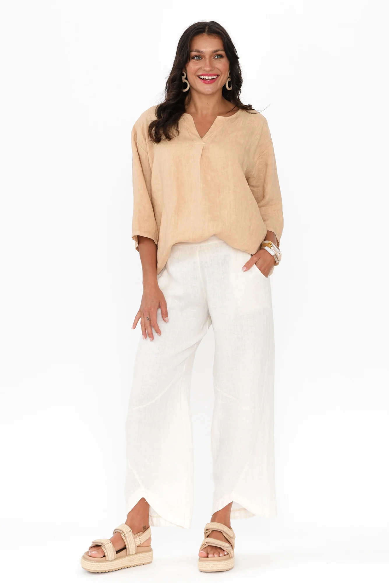 Justine Sand Linen Top - Image 2