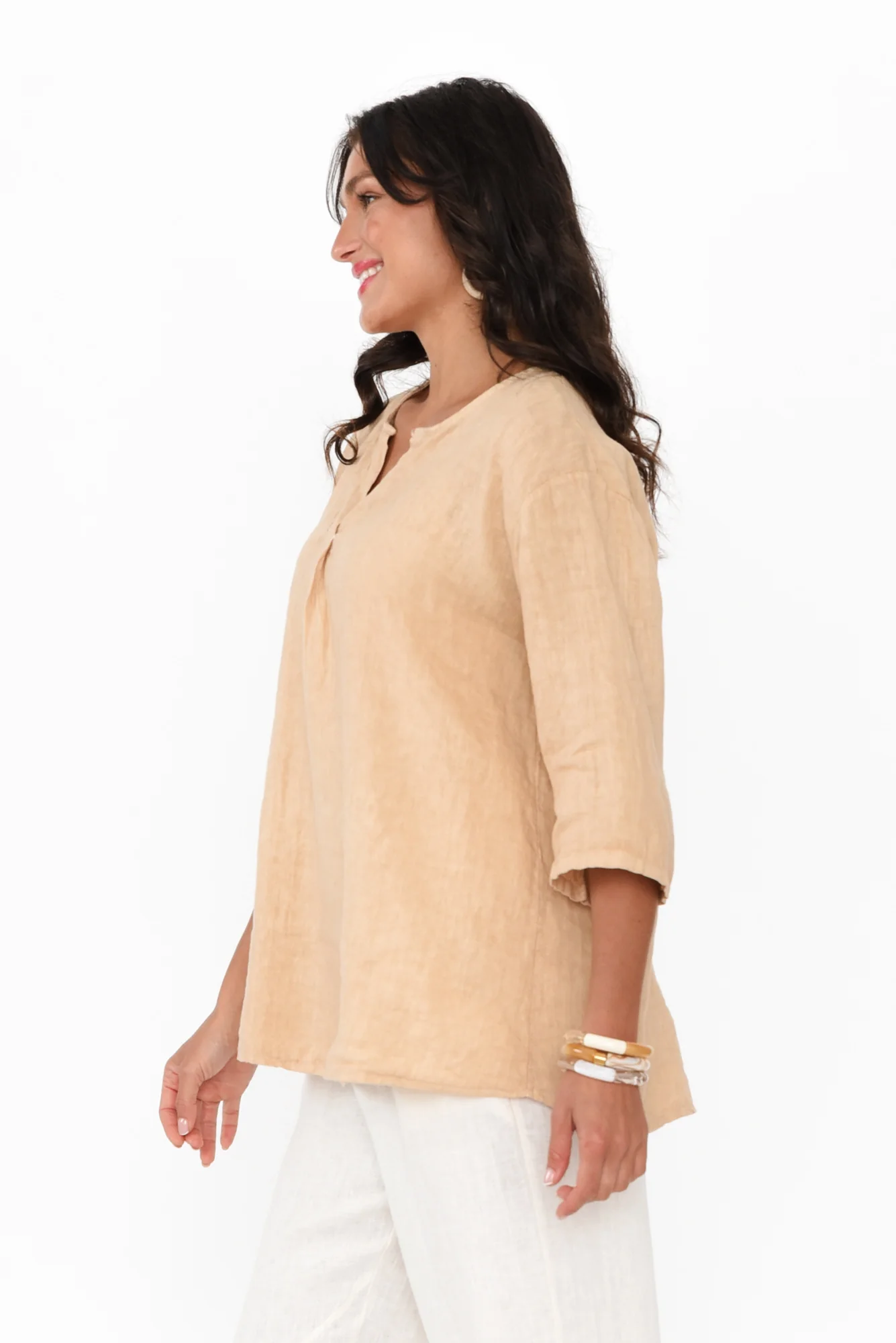 Justine Sand Linen Top - Image 3