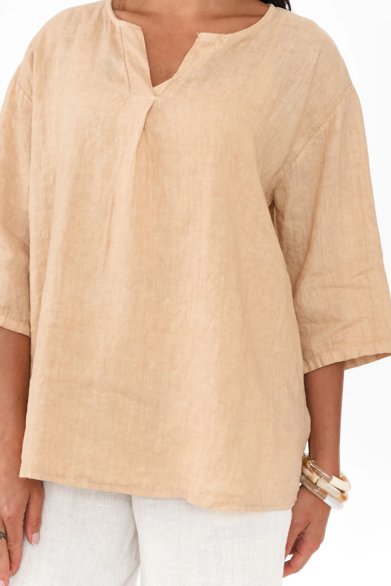 Justine Sand Linen Top - Image 5