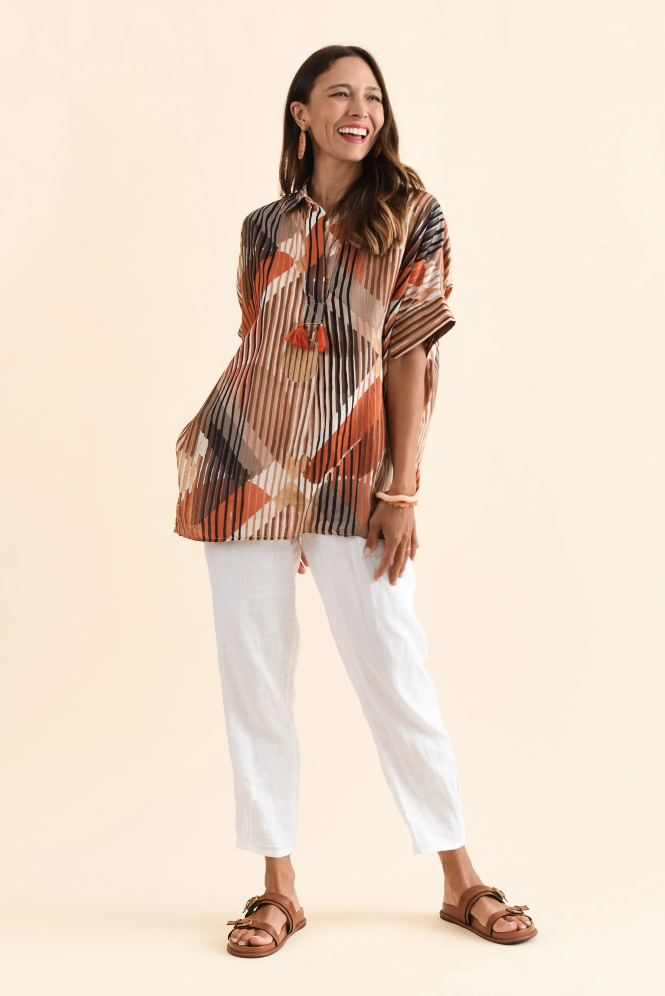 Kairi Brown Abstract Cotton Top - Image 6