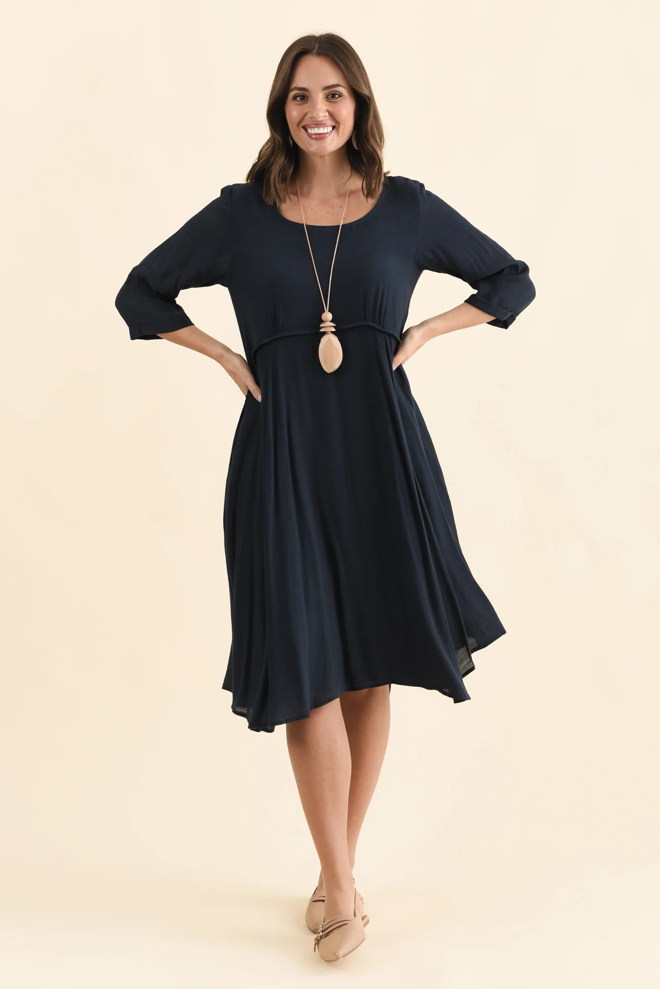 Karina Navy Crescent Dress - Image 6