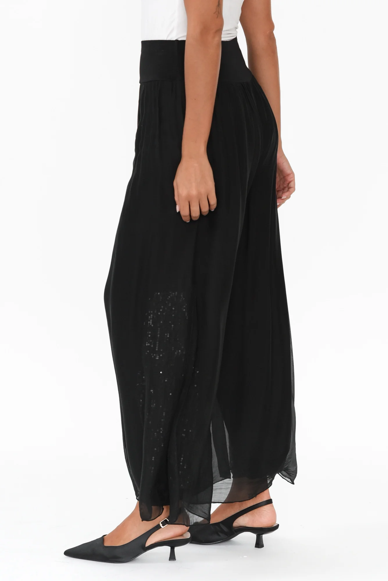 Karolina Black Silk Sequin Pants - Image 3