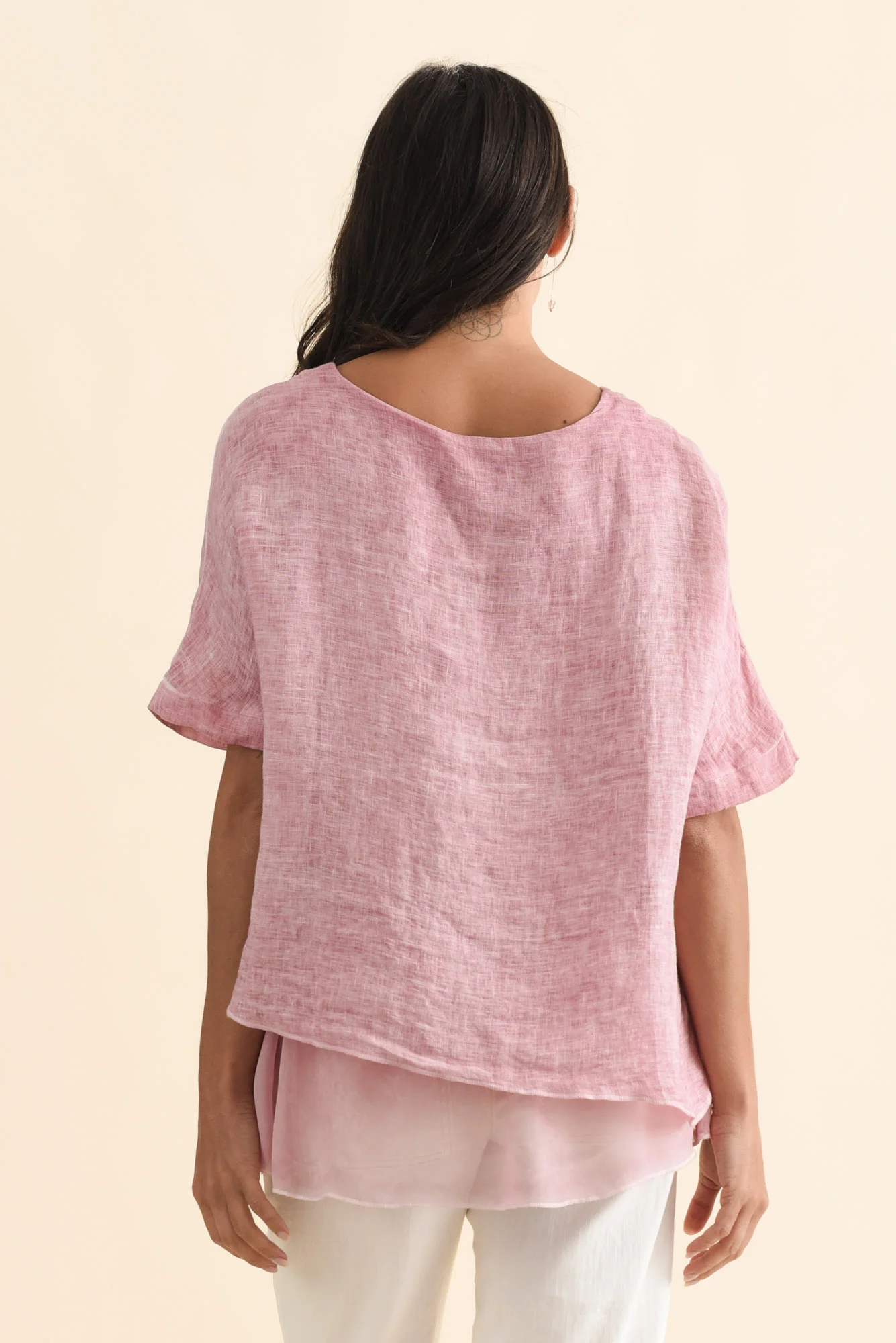 Kayla Pink Linen Layered Top - Image 5