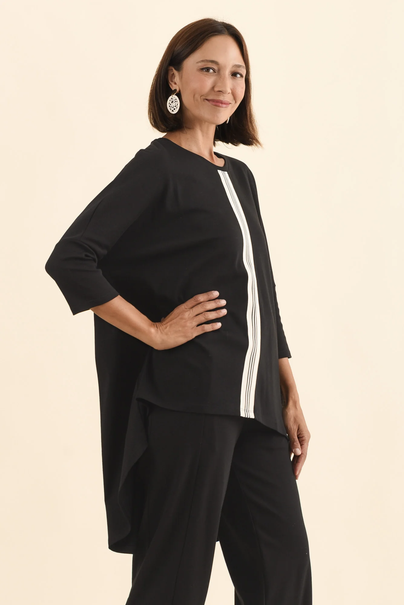Keiran Black Stripe Cotton Top - Image 3