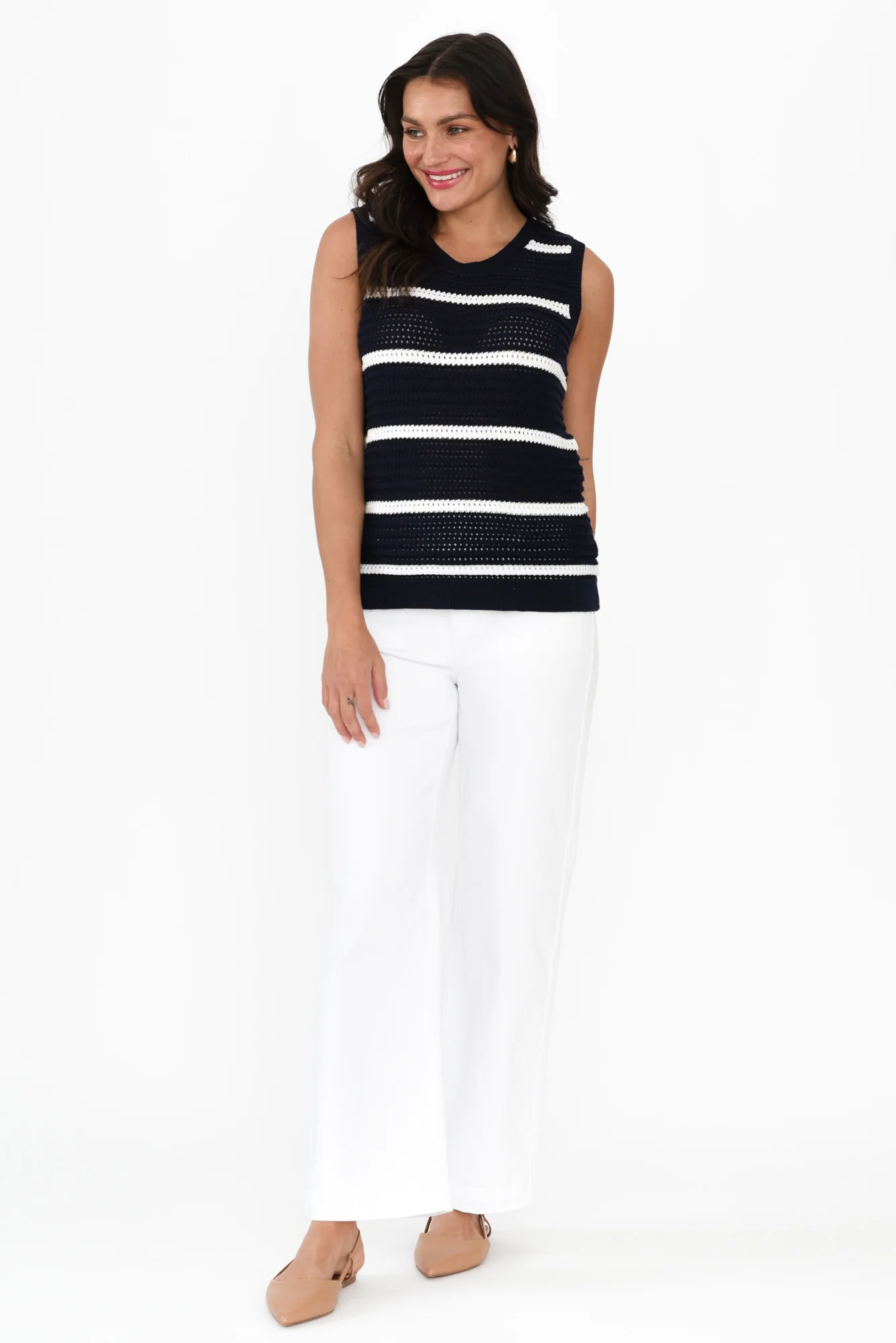 Kenali Navy Stripe Cotton Knit Tank - Image 6
