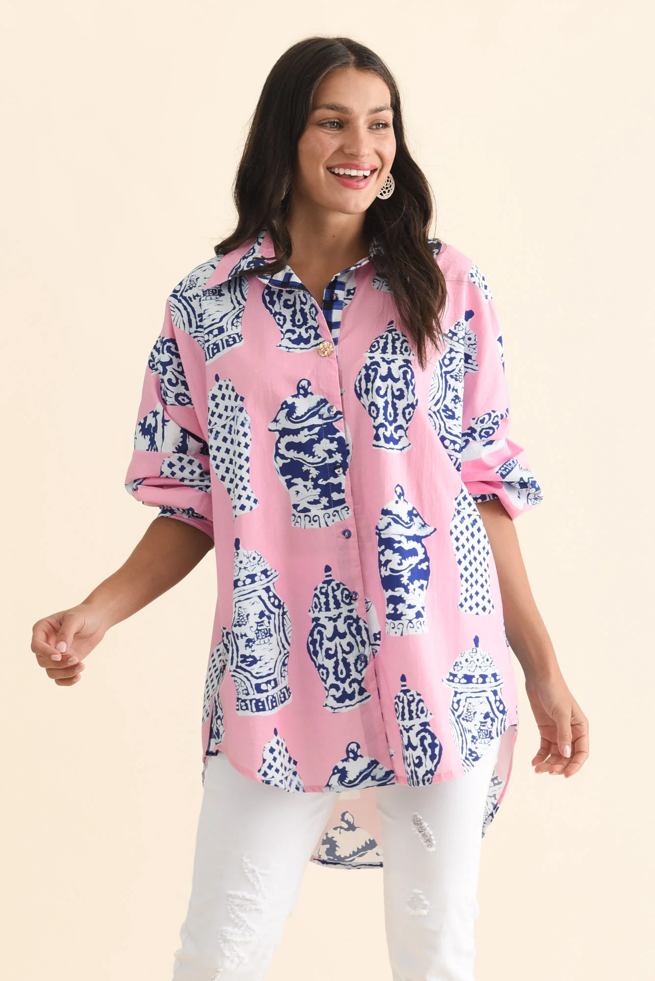 Kendy Pink Pottery Cotton Shirt