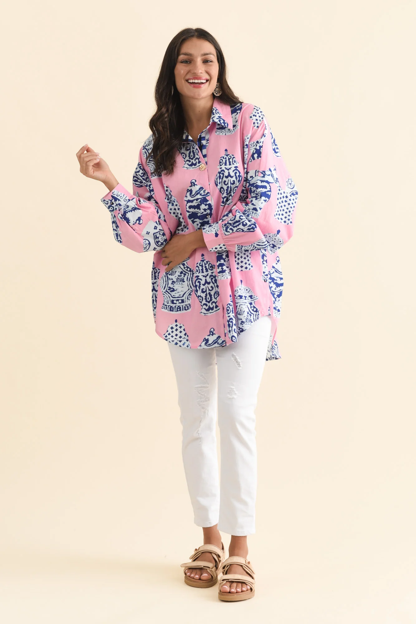 Kendy Pink Pottery Cotton Shirt - Image 2