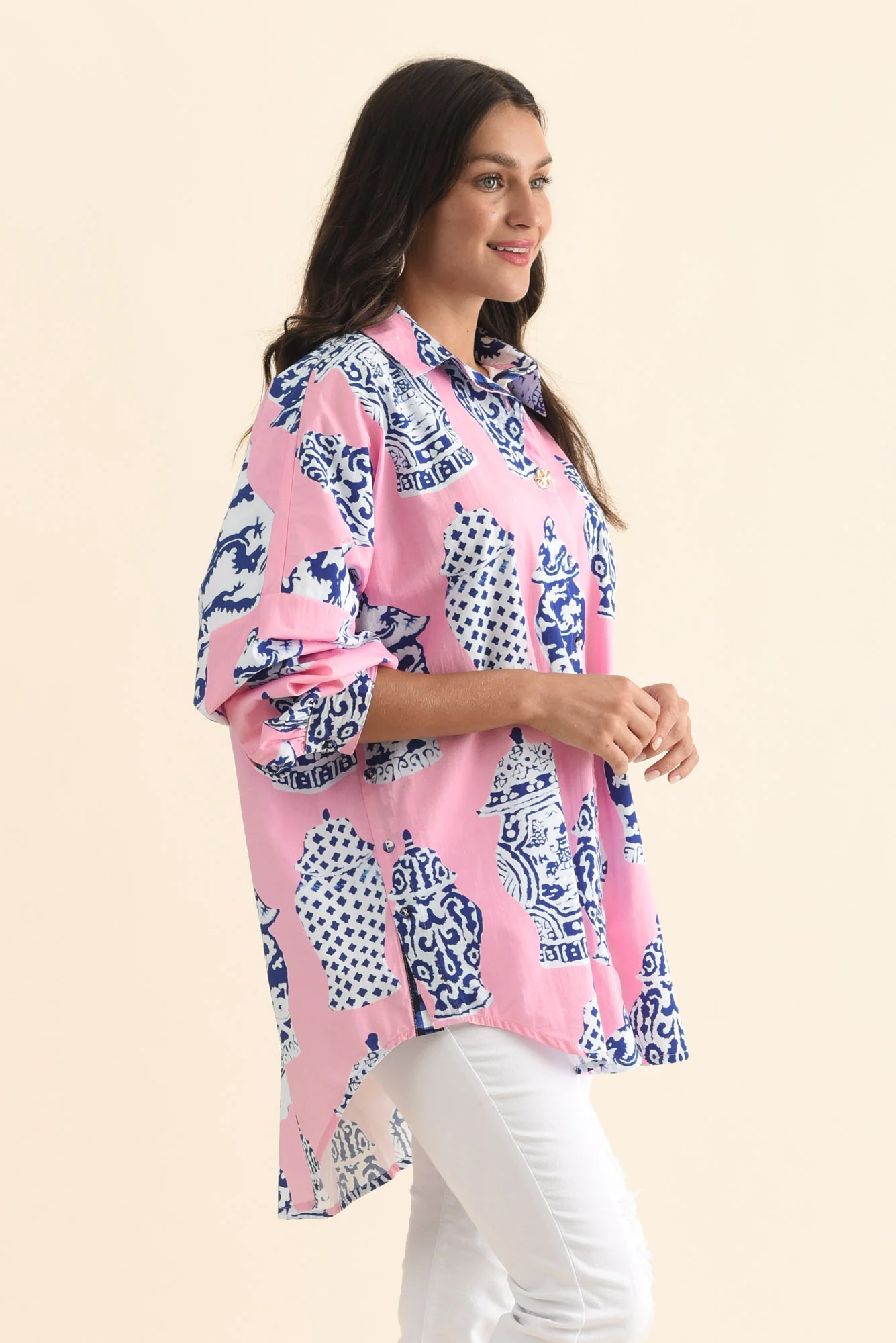 Kendy Pink Pottery Cotton Shirt - Image 3