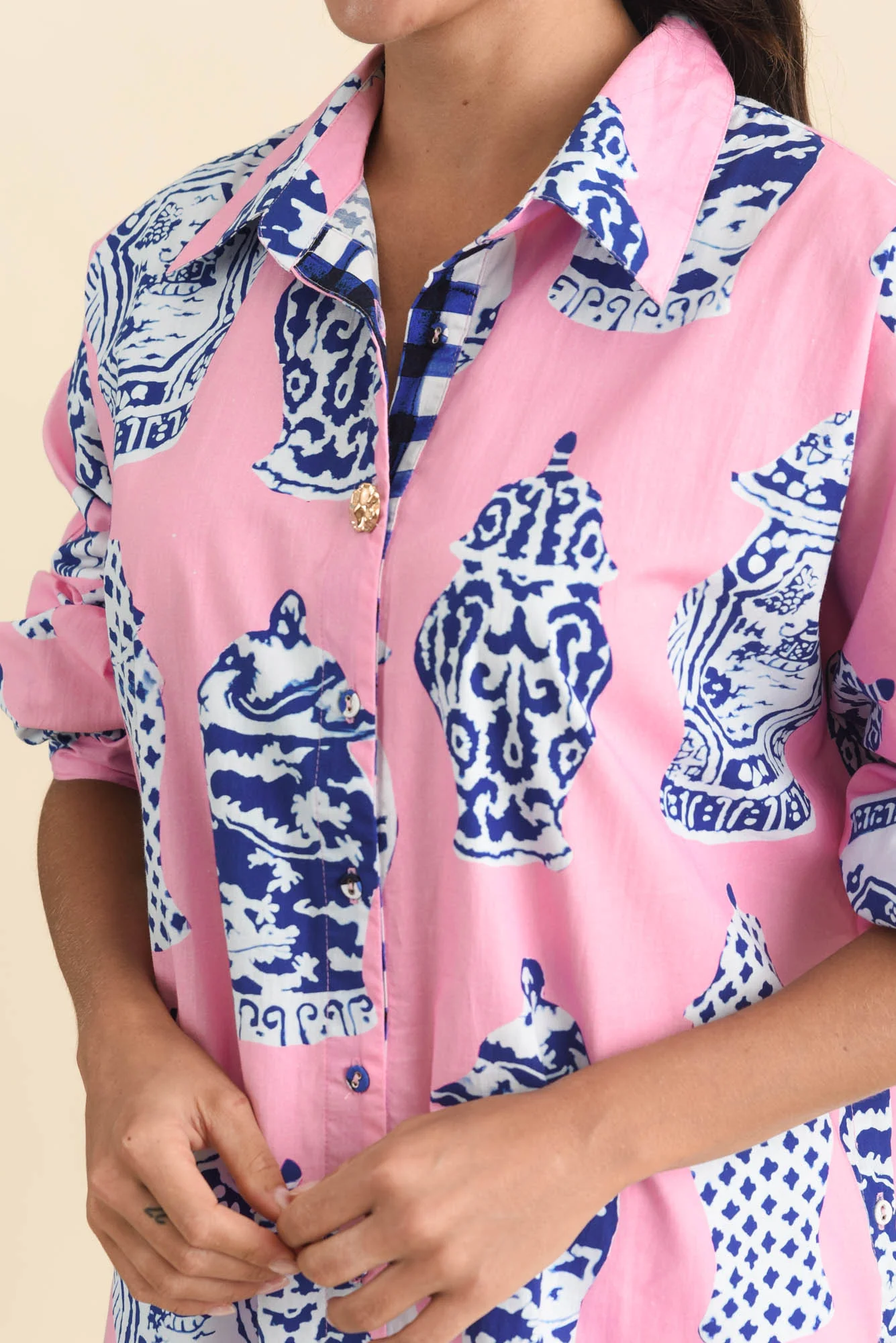 Kendy Pink Pottery Cotton Shirt - Image 5