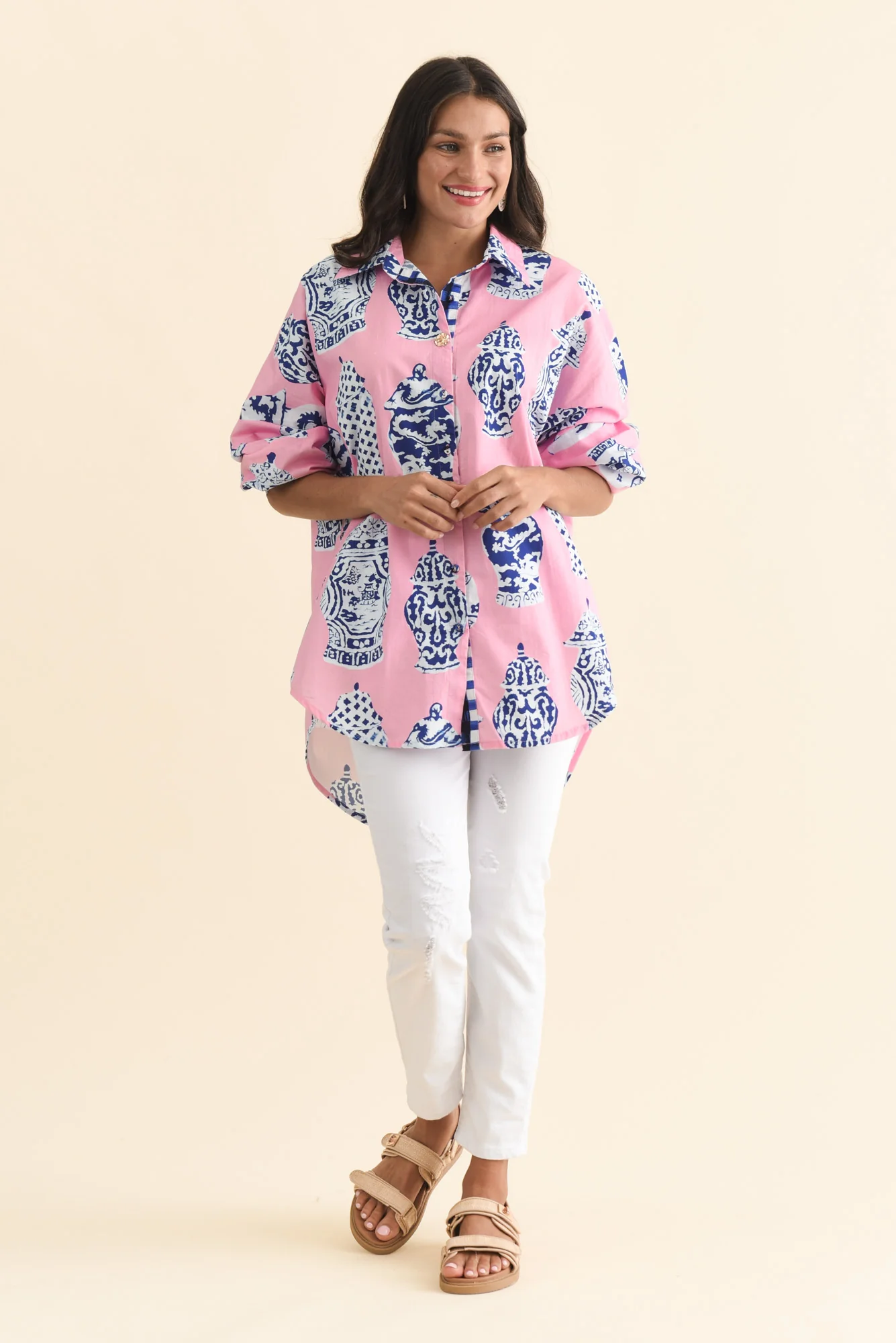 Kendy Pink Pottery Cotton Shirt - Image 6