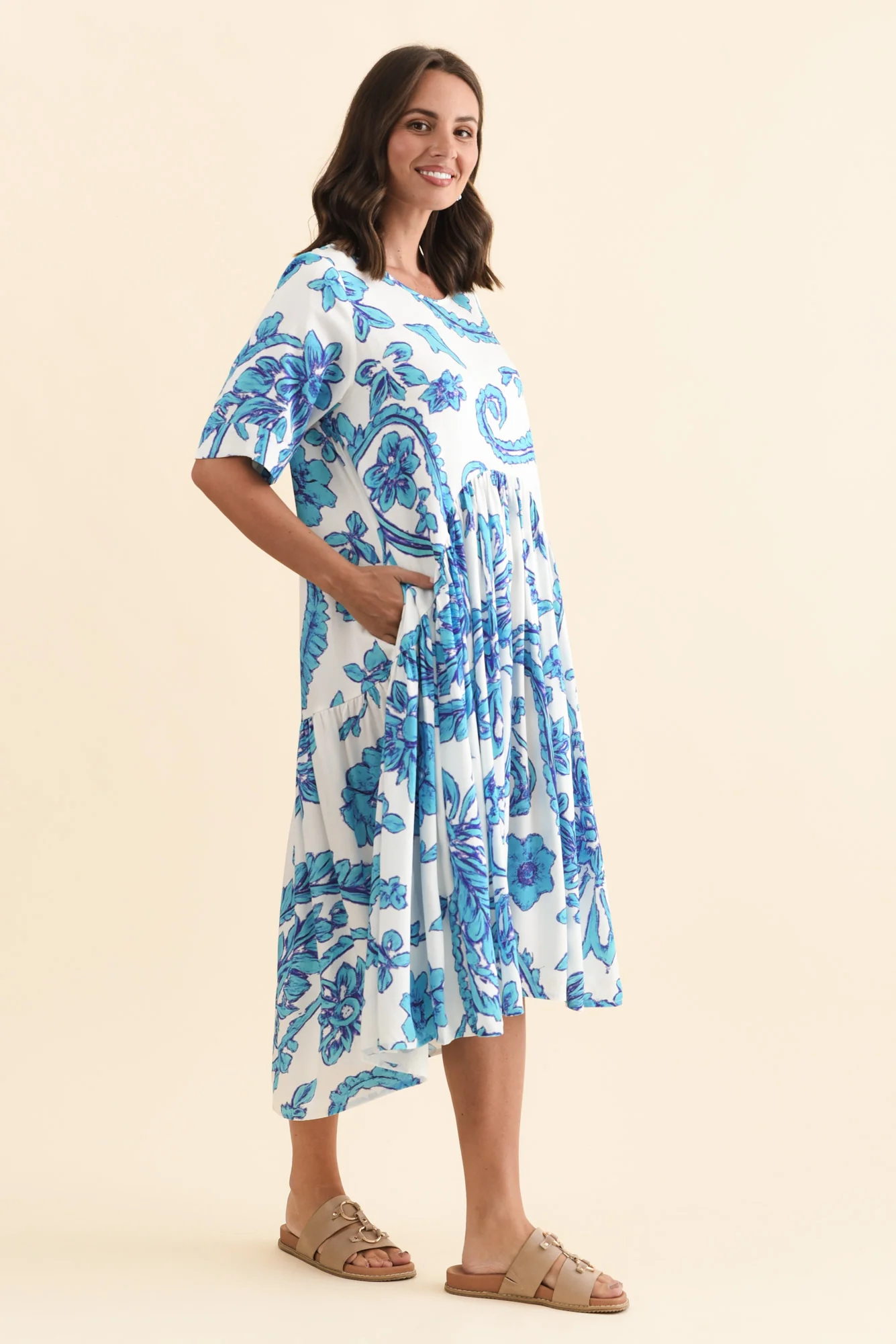Kiana Blue Paisley Peak Dress - Image 4