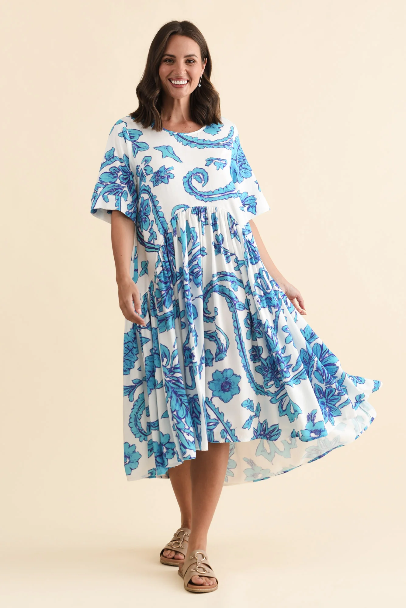 Kiana Blue Paisley Peak Dress - Image 7