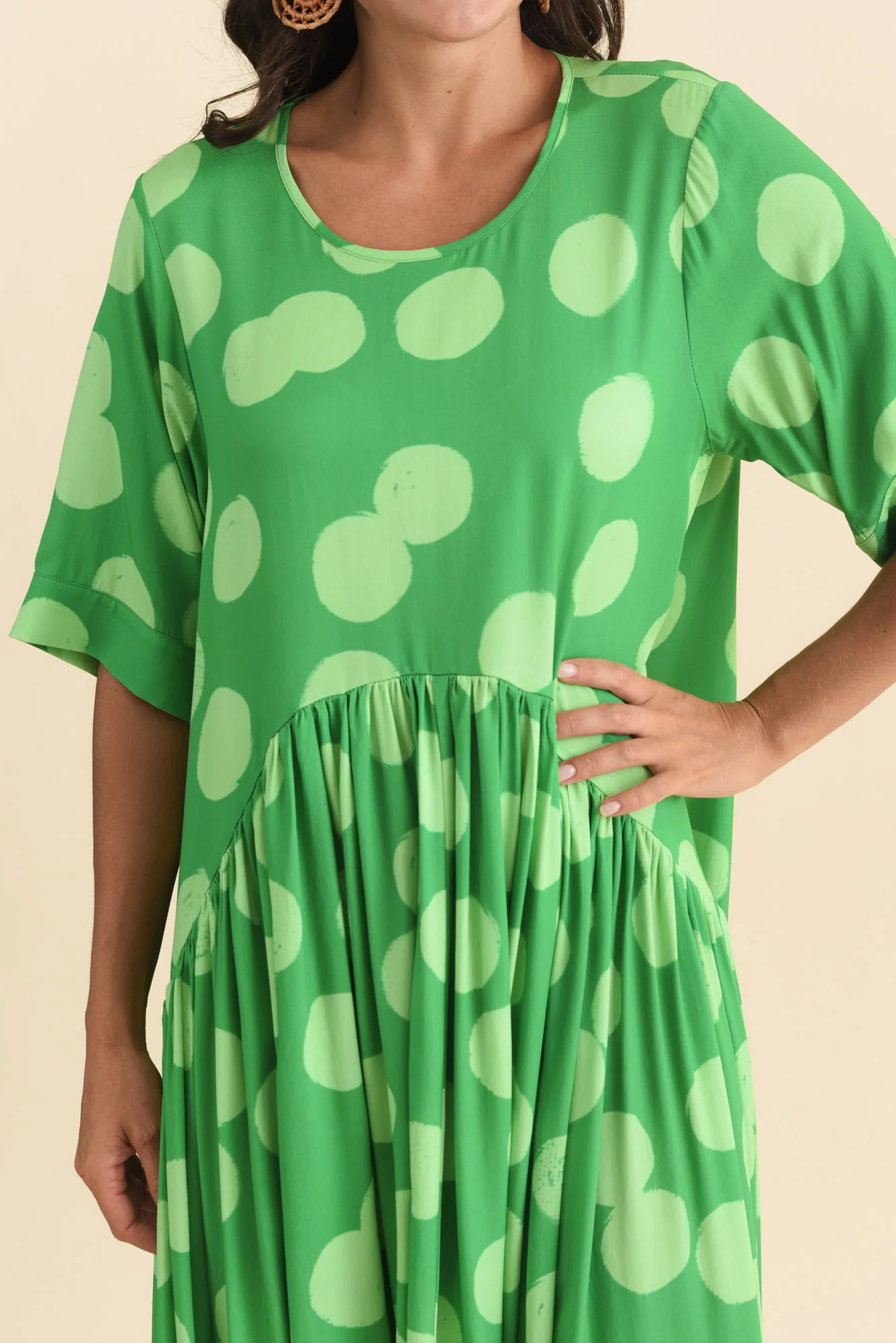 Kiana Green Spot Peak Dress - Image 5