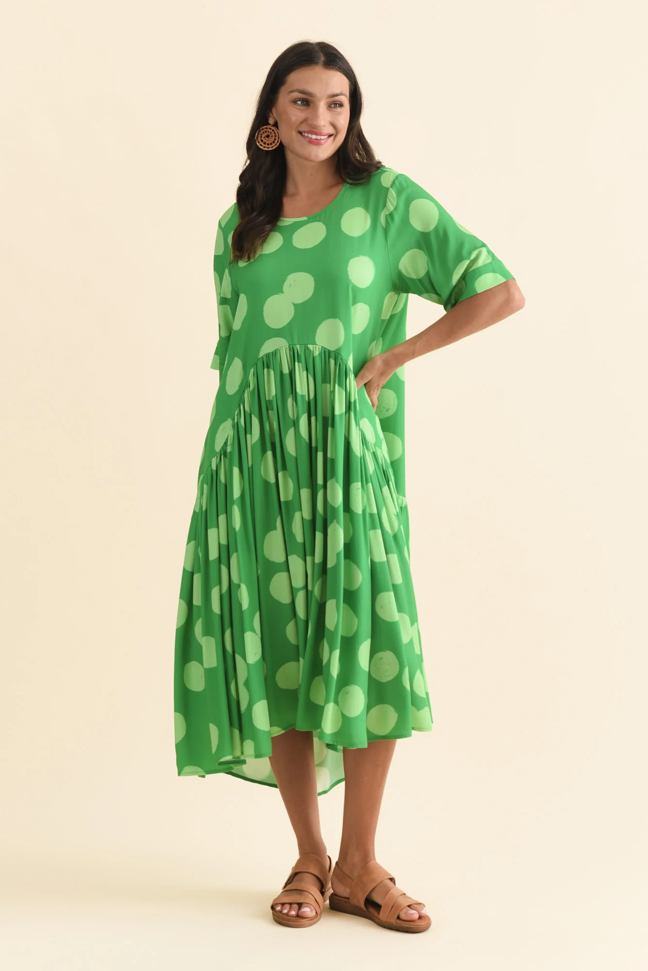Kiana Green Spot Peak Dress - Image 6