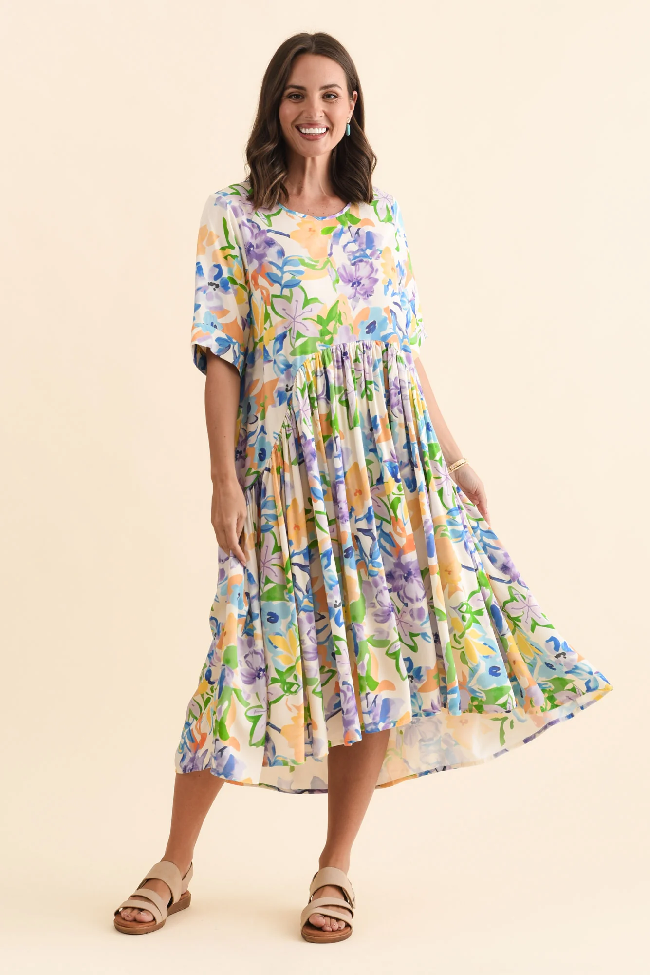 Kiana Purple Floral Peak Dress - Image 3