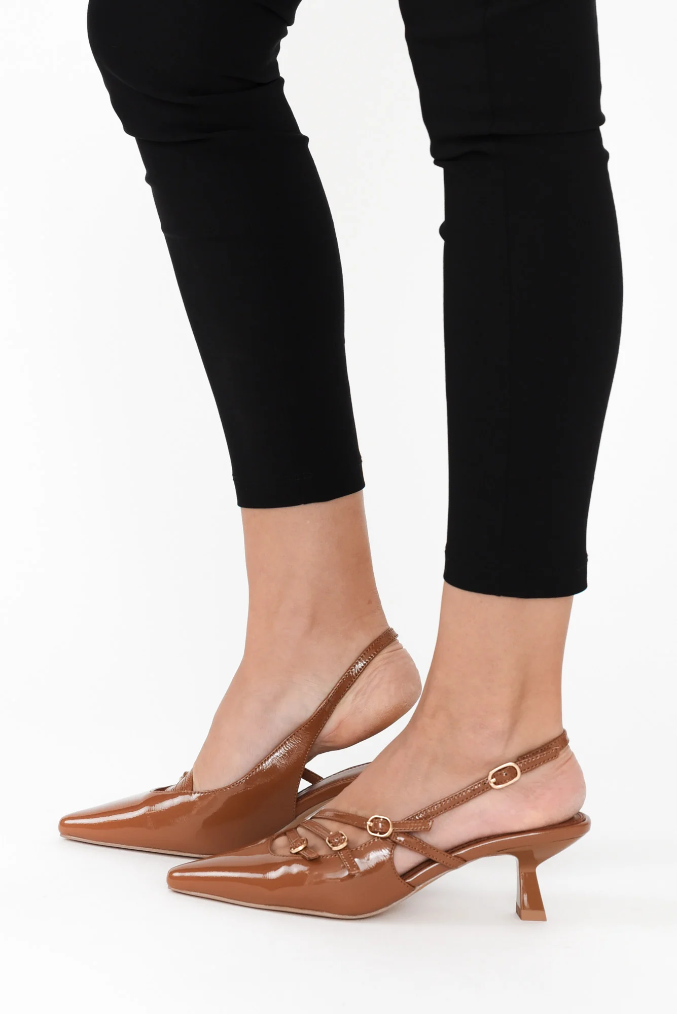 Kiara Brown Leather Slingback Heel - Image 4