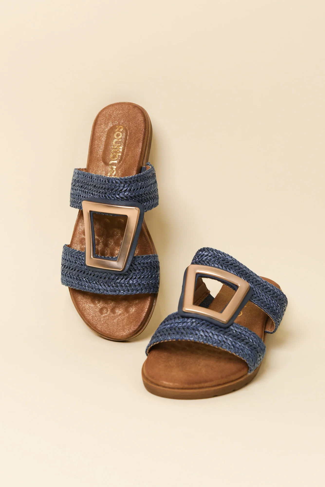 Kimberley Blue Raffia Buckle Slide - Image 2