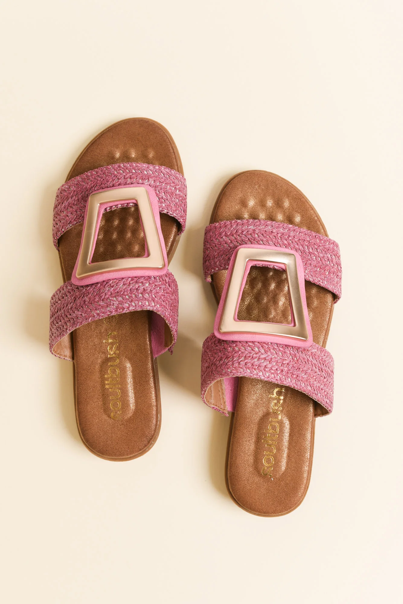 Kimberley Pink Raffia Buckle Slide - Image 4