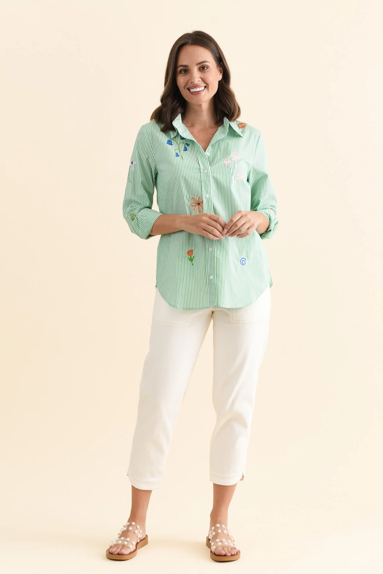 Kimmie Green Stripe Cotton Shirt - Image 6