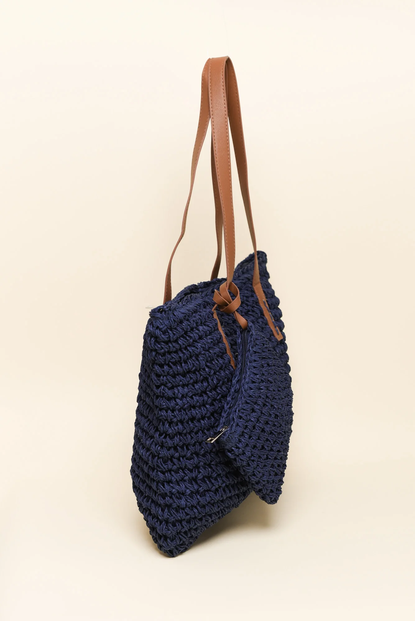 Kirby Navy Straw Tote Bag - Image 2