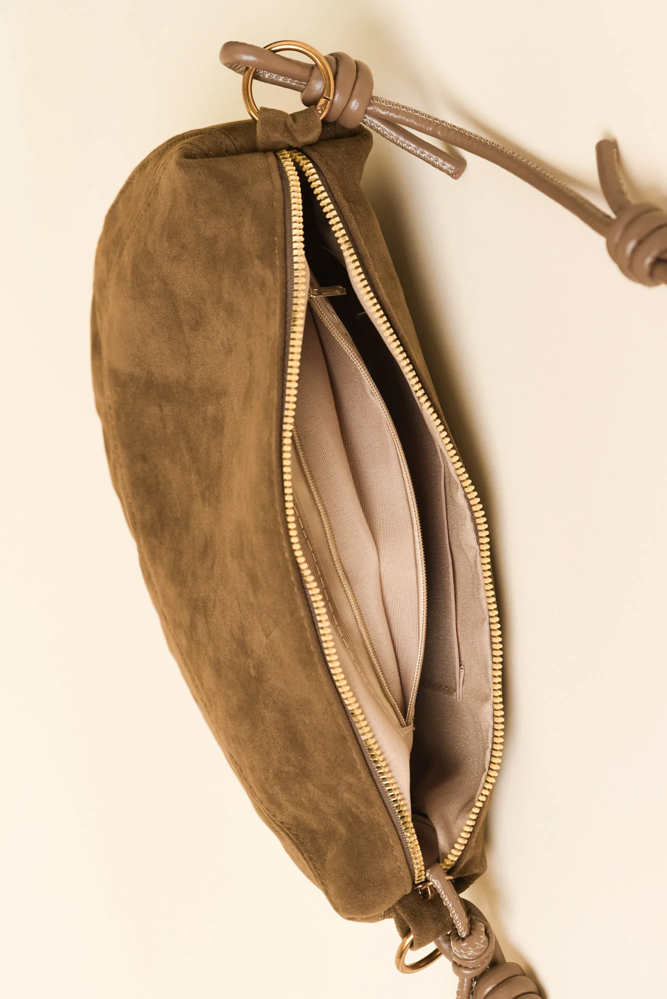 Kirsten Mocha Faux Suede Crossbody Bag - Image 3