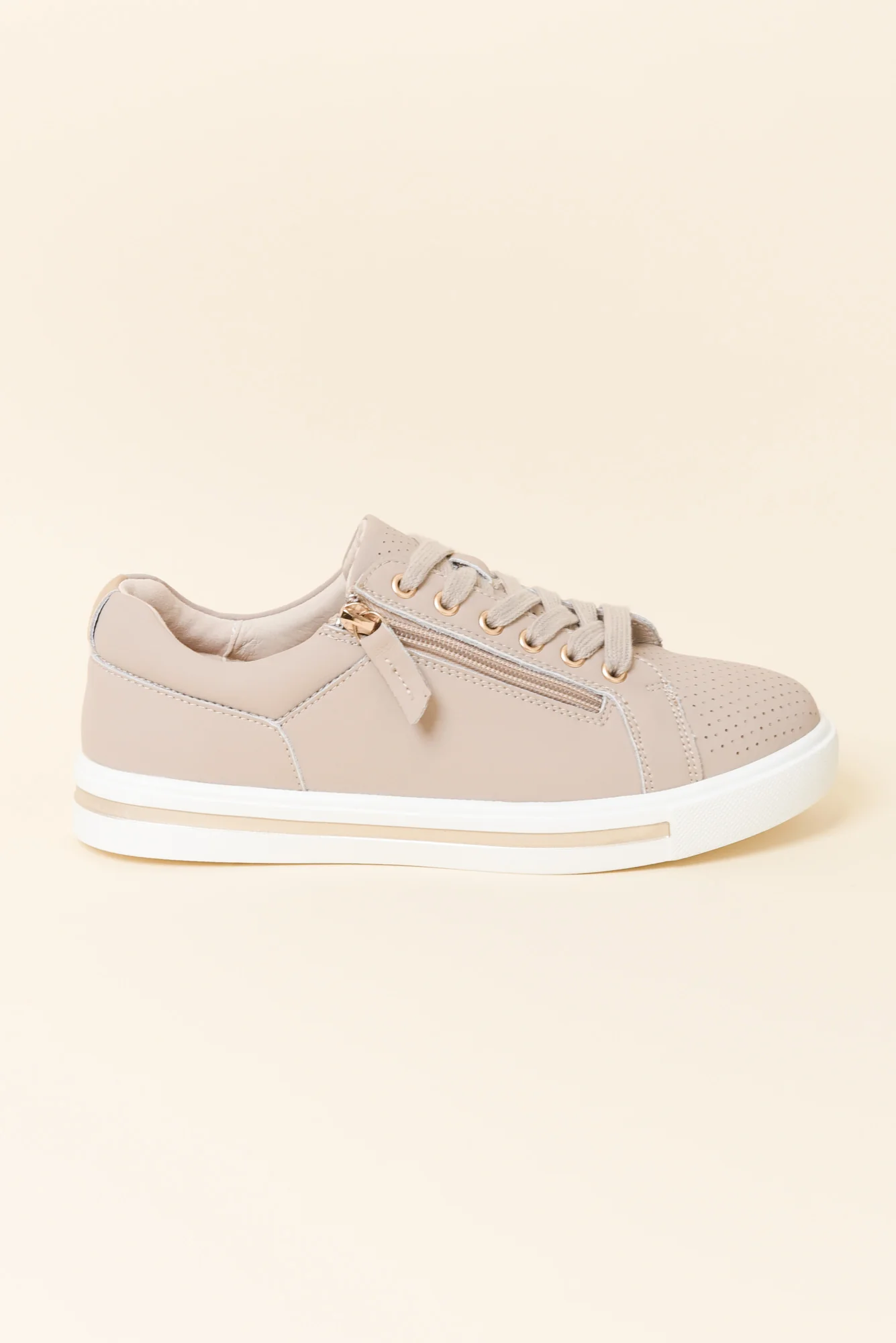 Koko Nude Leather Zip Sneaker