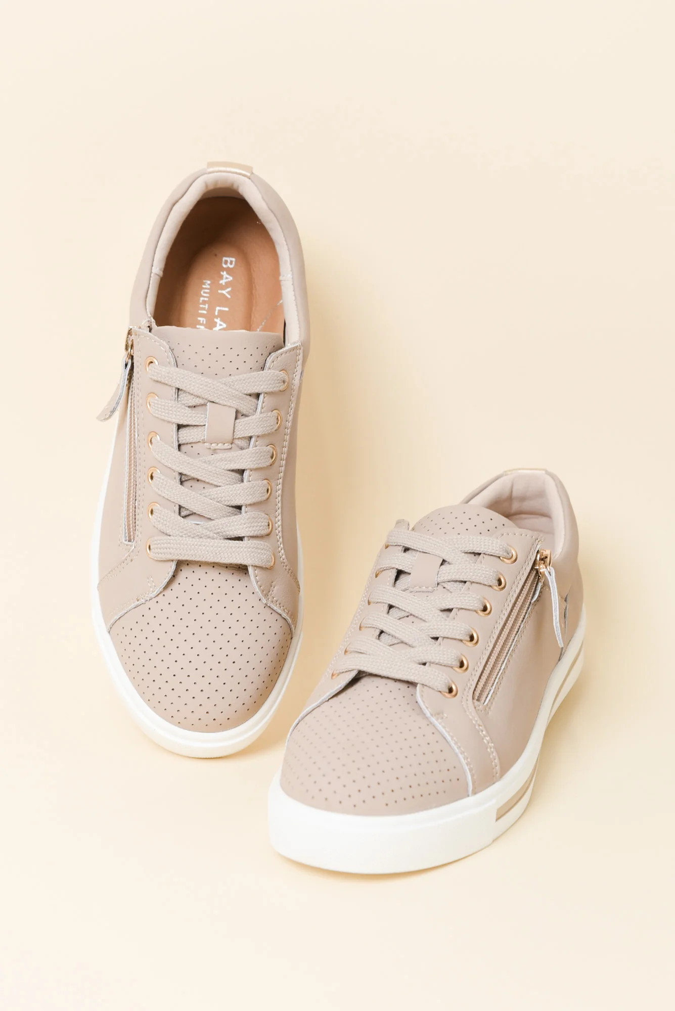 Koko Nude Leather Zip Sneaker - Image 2