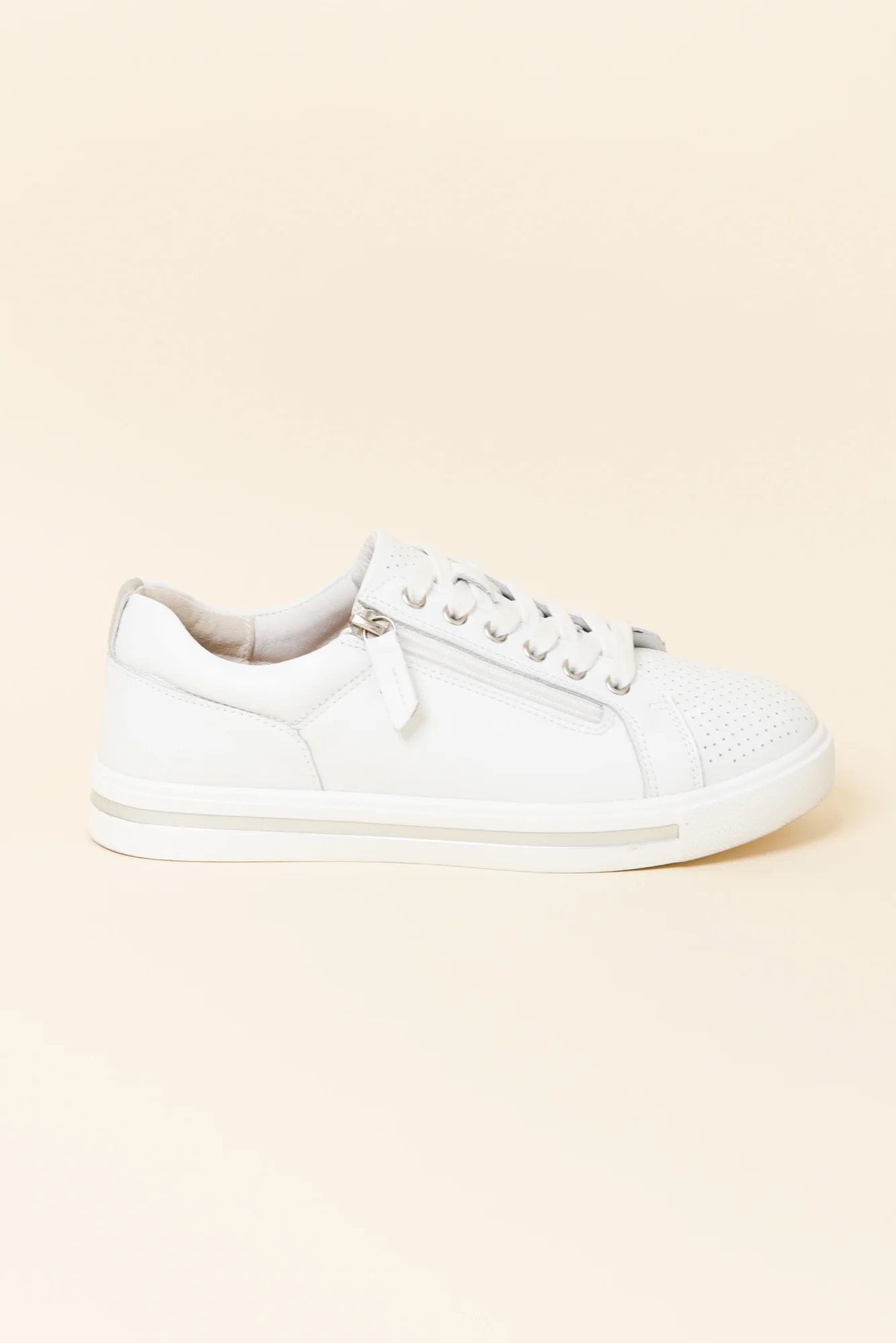 Koko White Leather Zip Sneaker