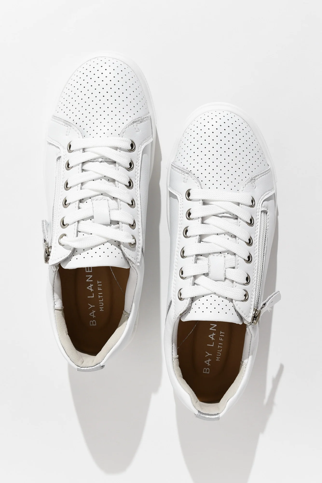 Koko White Leather Zip Sneaker - Image 5