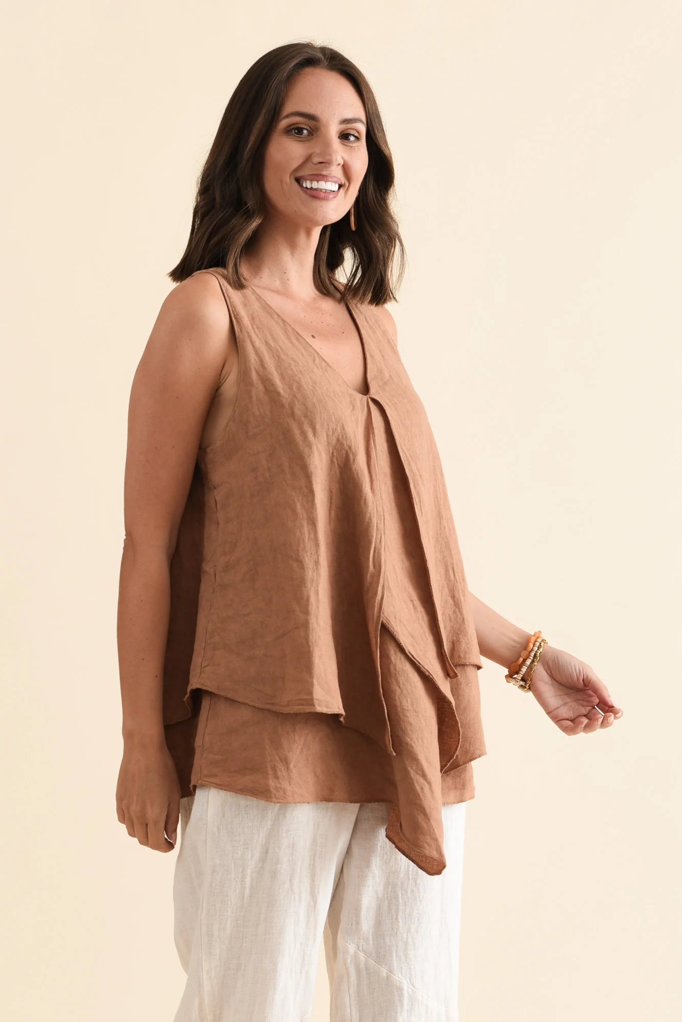 Lagos Rust Linen Layered Tank - Image 3