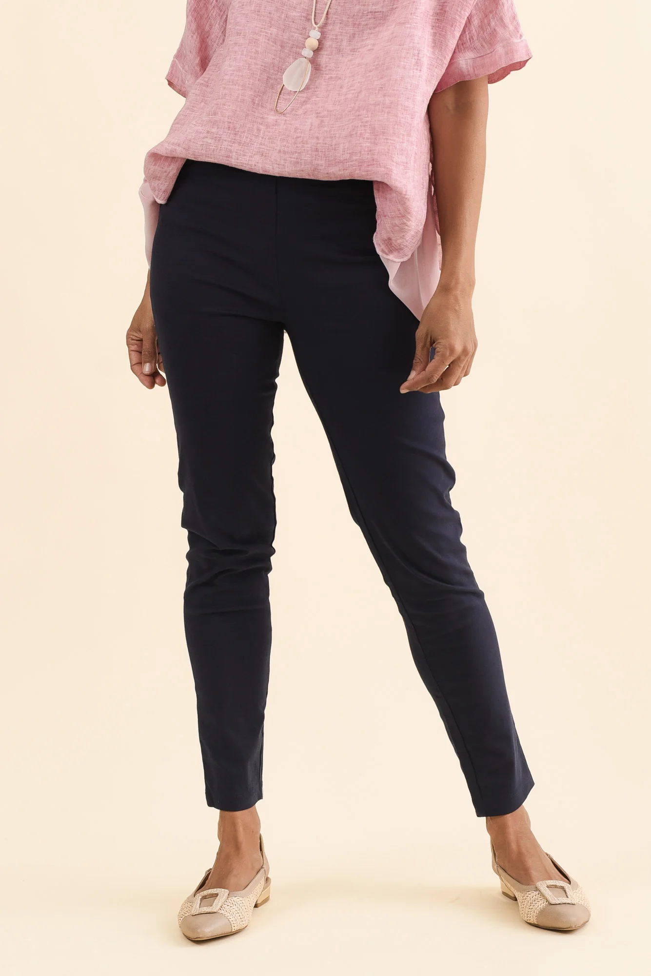 Laia Navy Cotton Stretch Pants