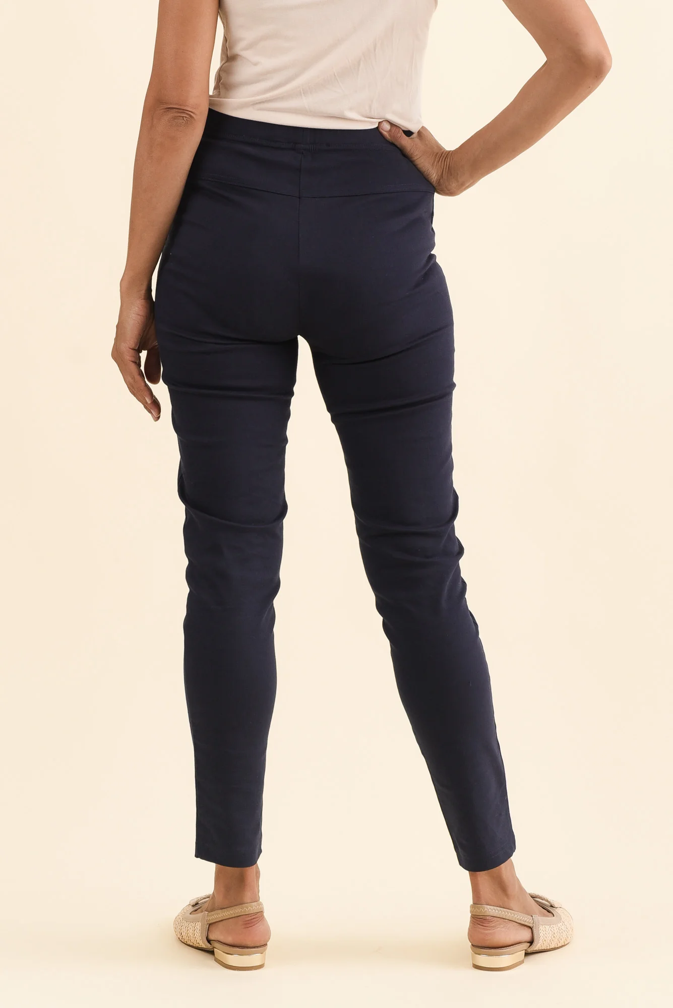 Laia Navy Cotton Stretch Pants - Image 4