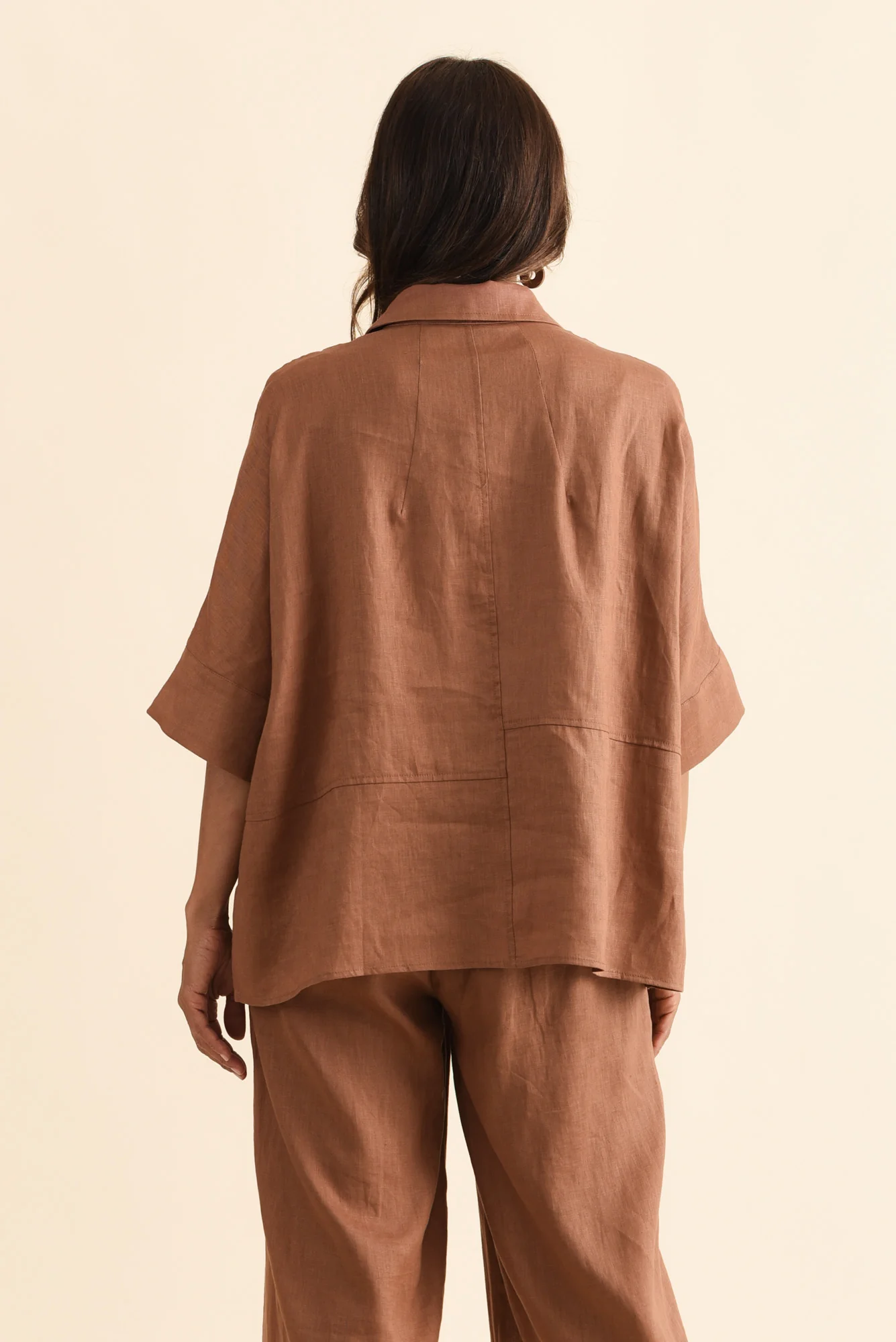 Landon Mocha Linen Short Sleeve Shirt - Image 4