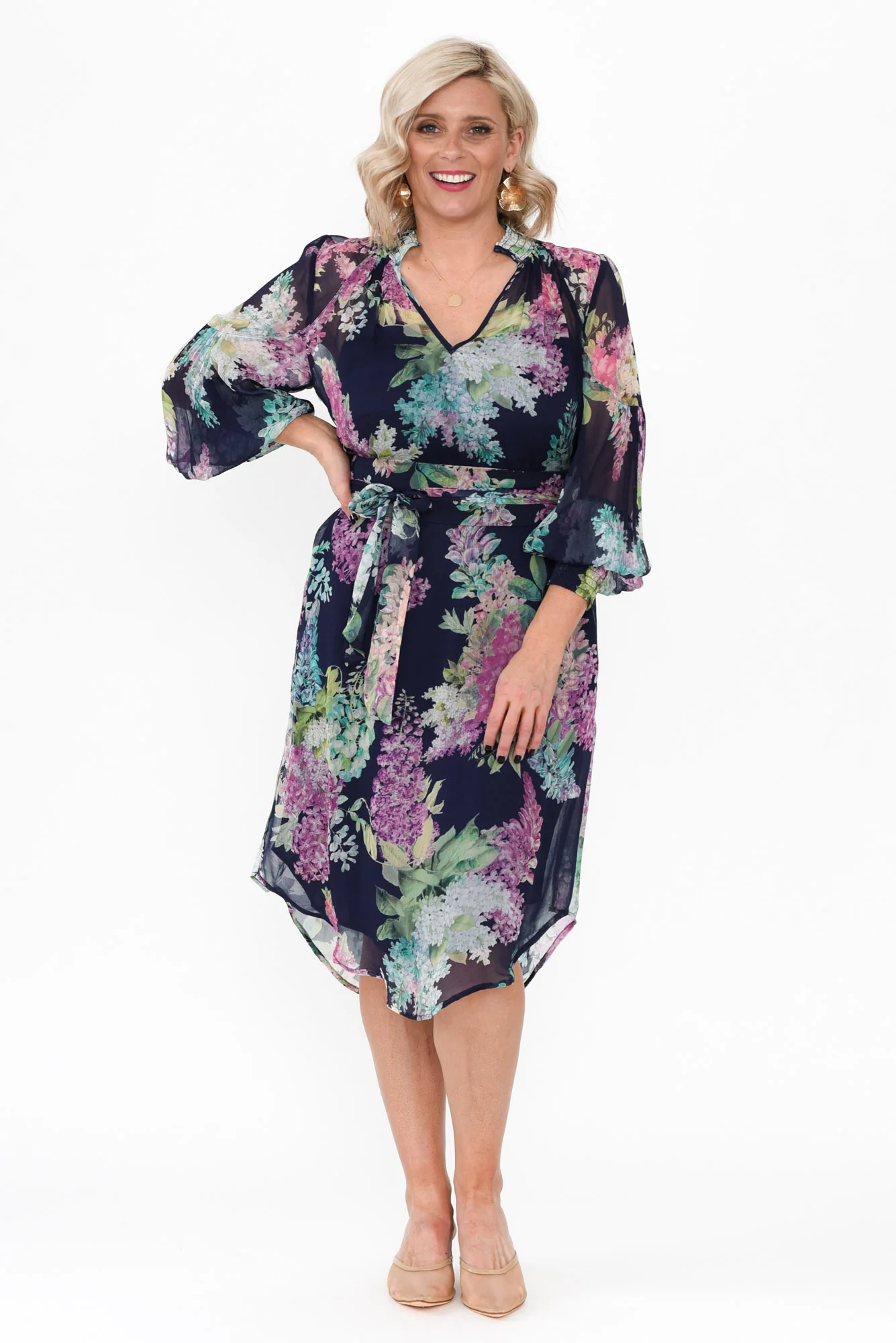 Lane Navy Wisteria Tie Dress - Image 8