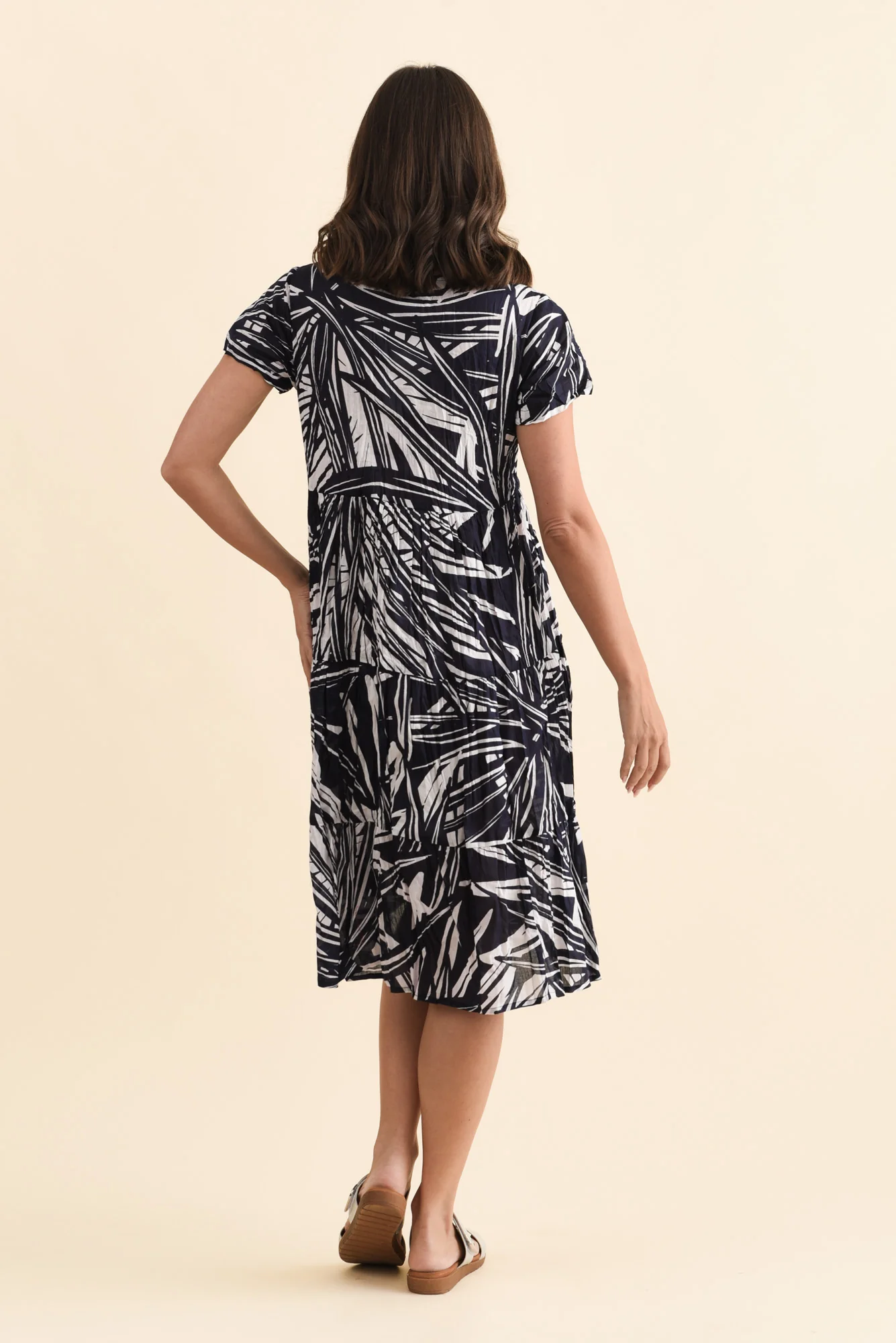 Lania Navy Burst Crinkle Cotton Dress - Image 4