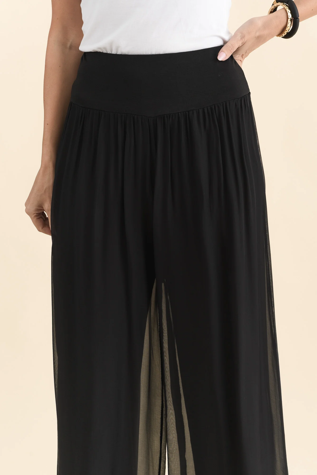 Laurier Black Silk Wide Leg Pants - Image 5