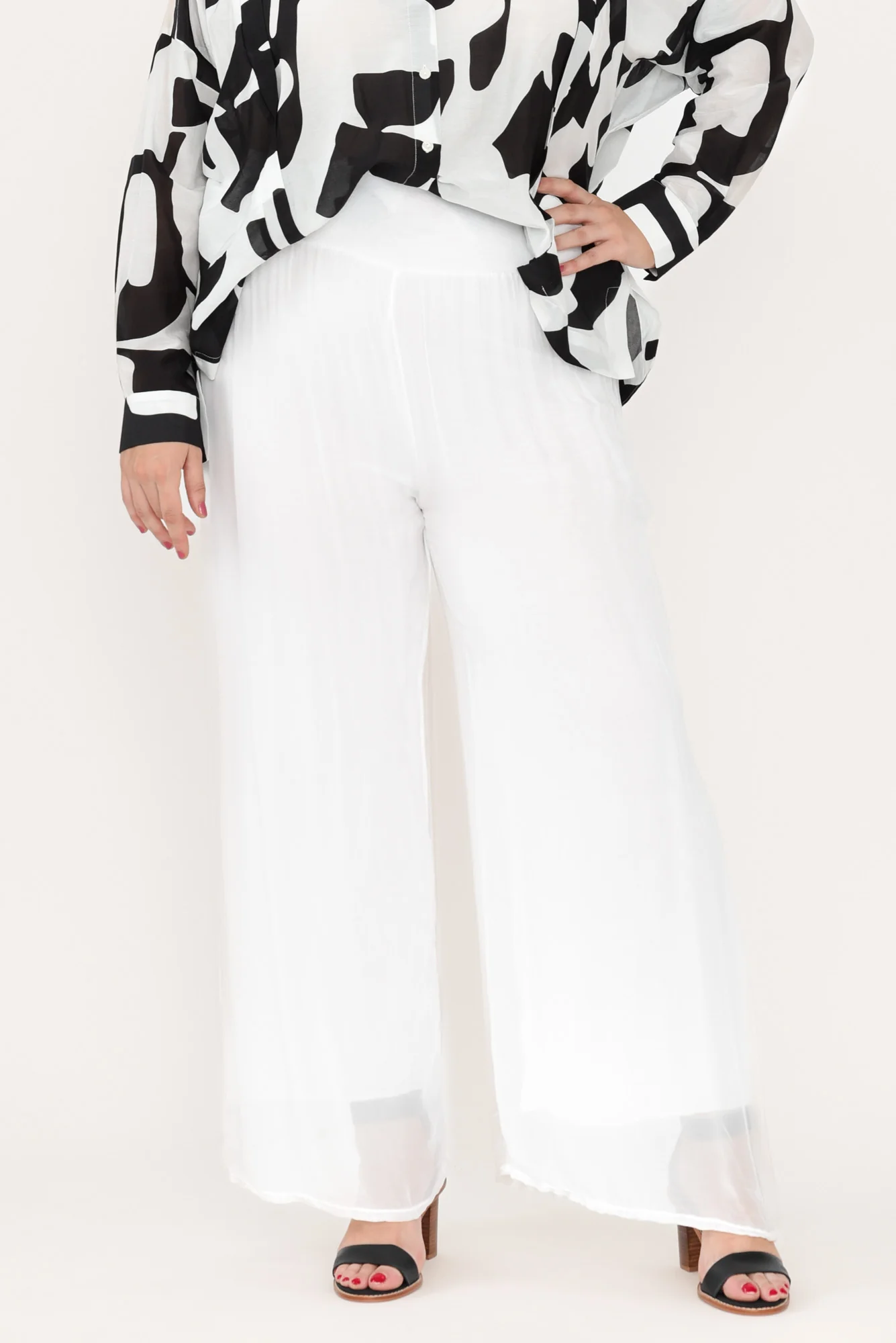 Laurier White Silk Wide Leg Pants - Image 6