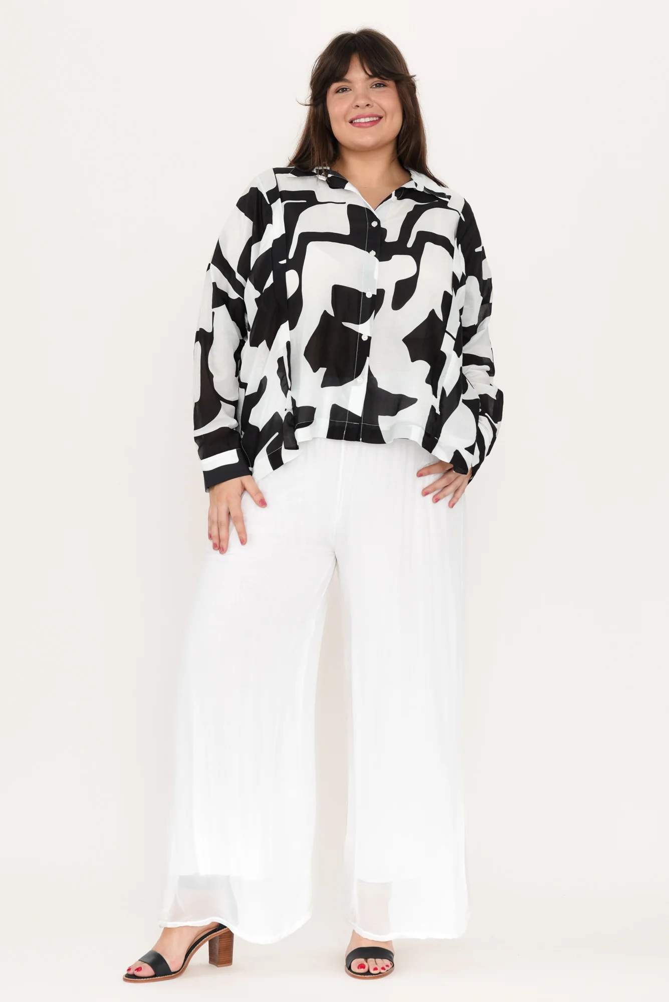 Laurier White Silk Wide Leg Pants - Image 7