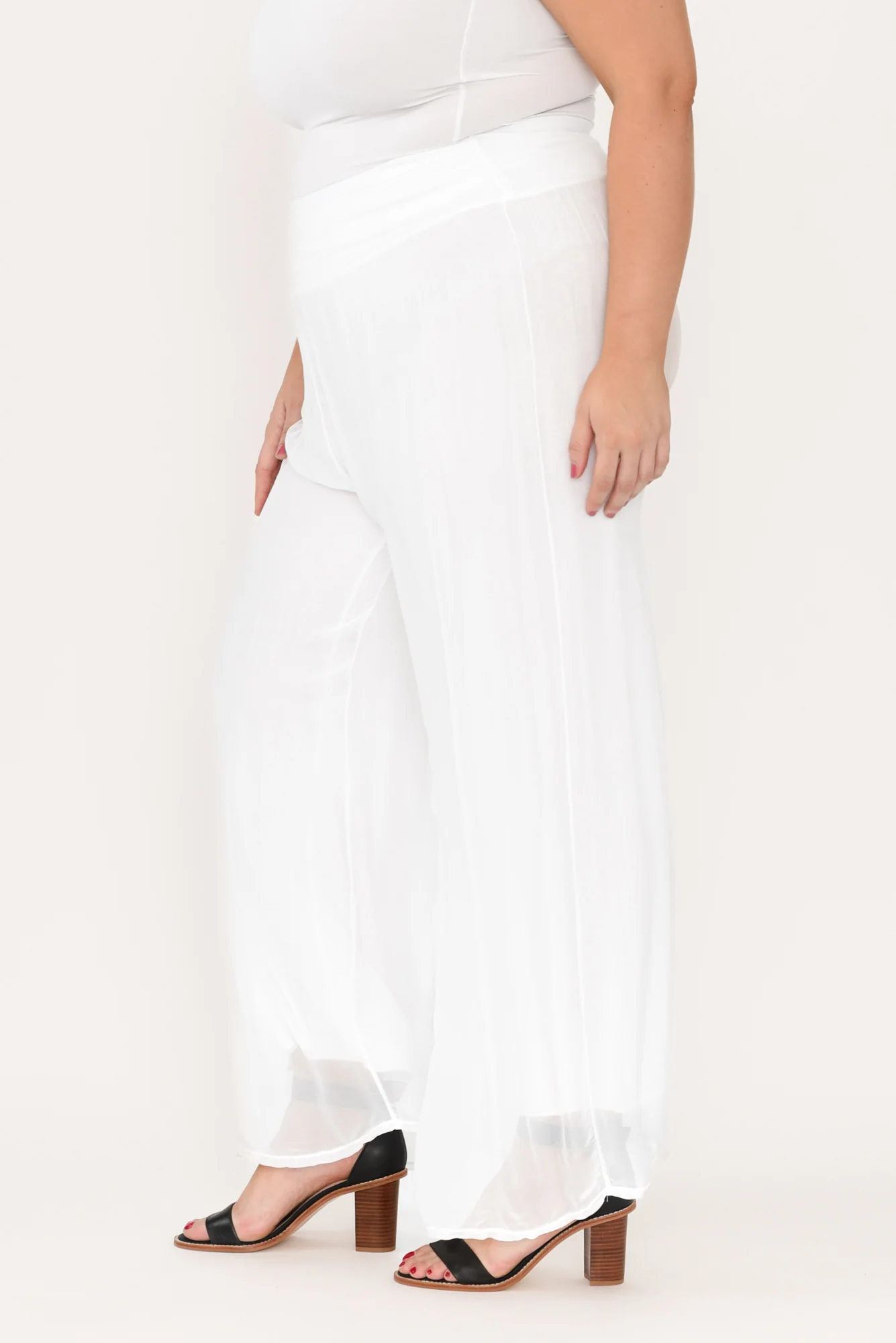 Laurier White Silk Wide Leg Pants - Image 8
