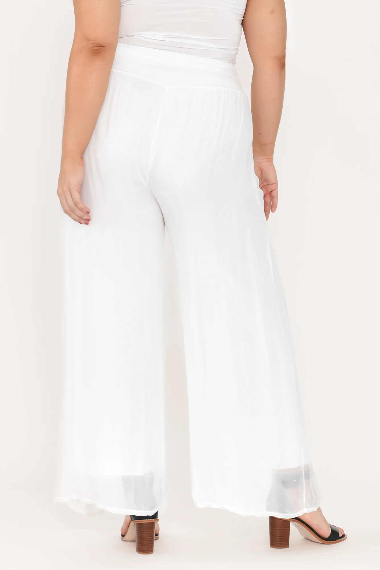 Laurier White Silk Wide Leg Pants - Image 9