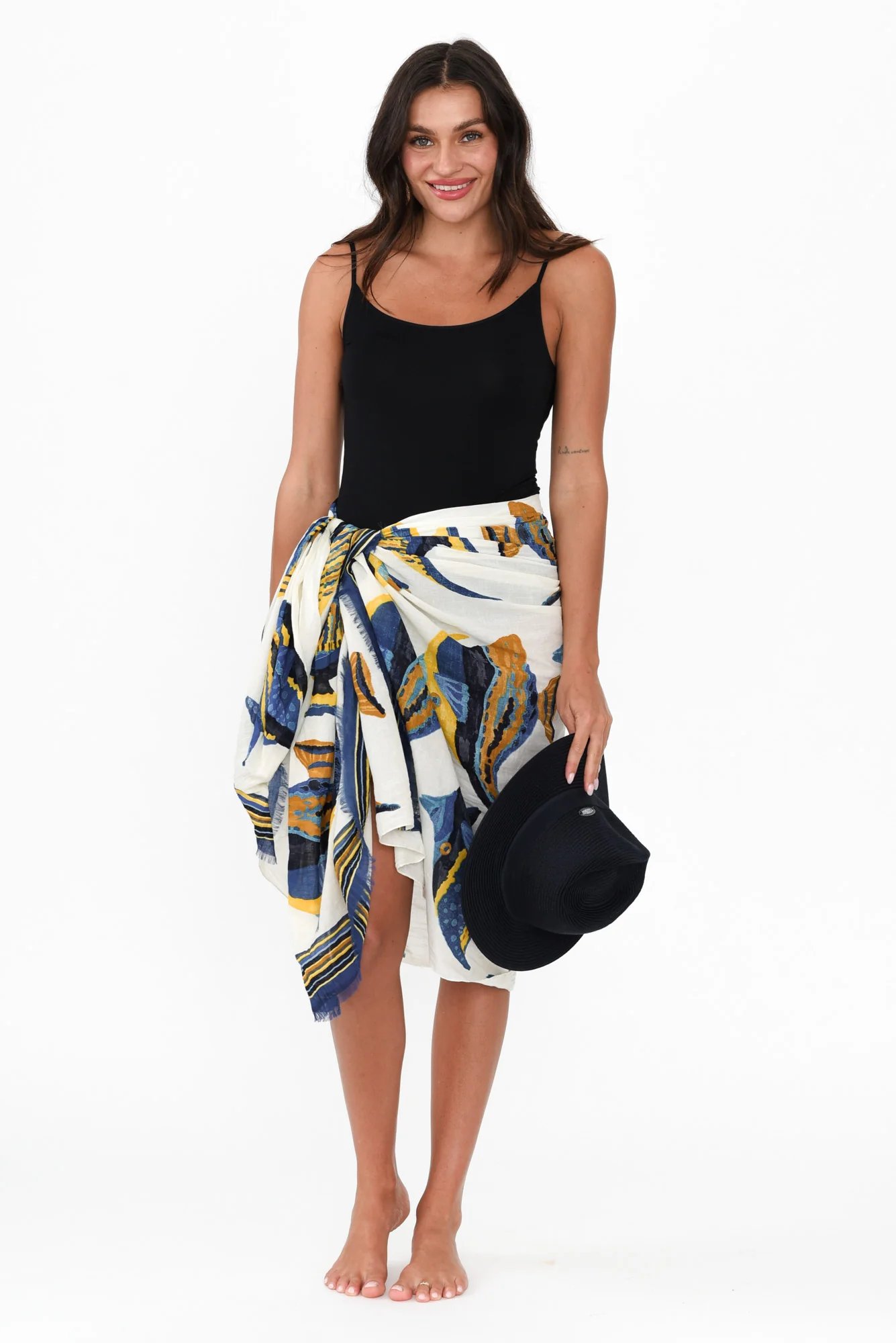 Lazlo Blue Sea Fringed Sarong - Image 2