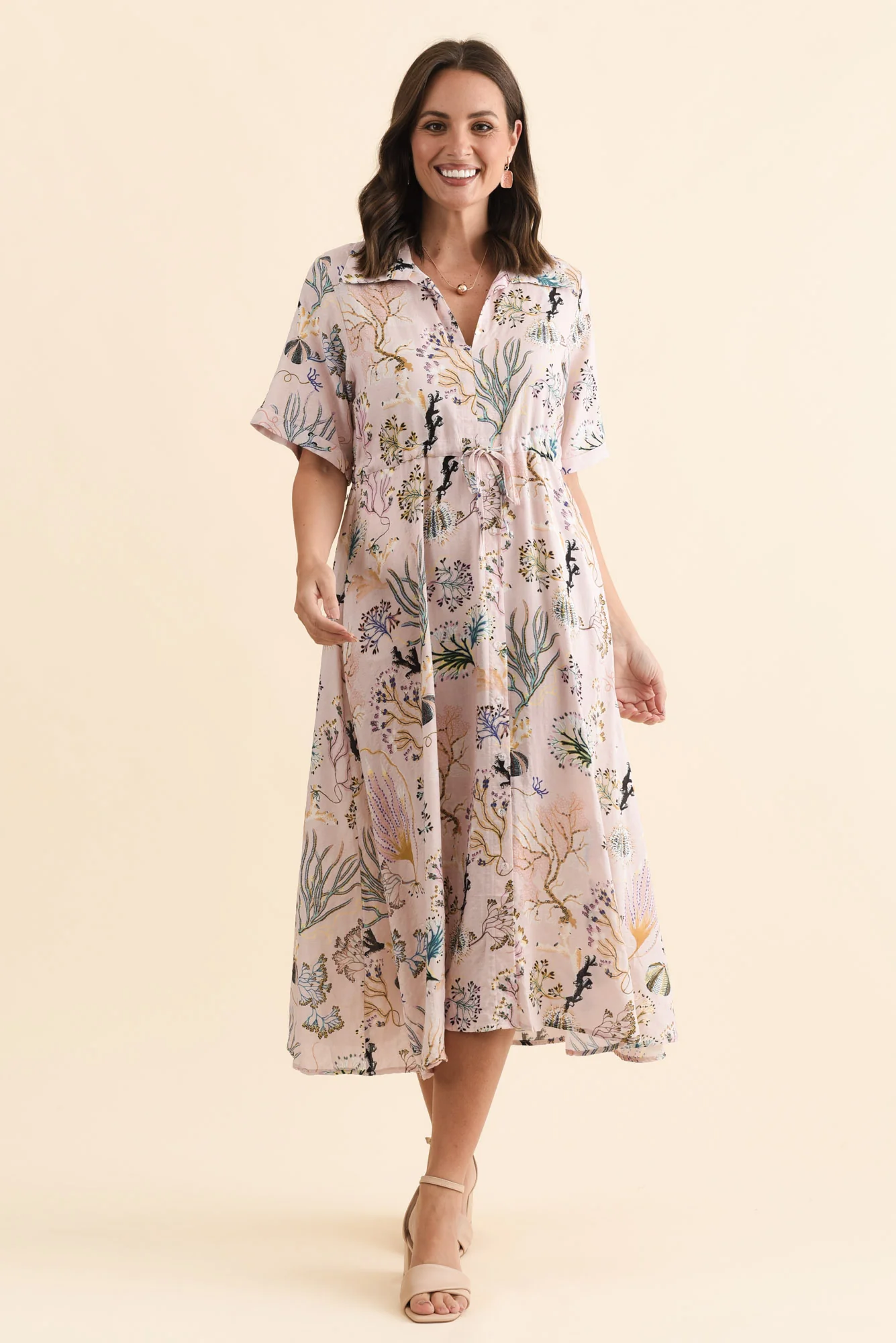 Leigh Pink Reef Tie Dress