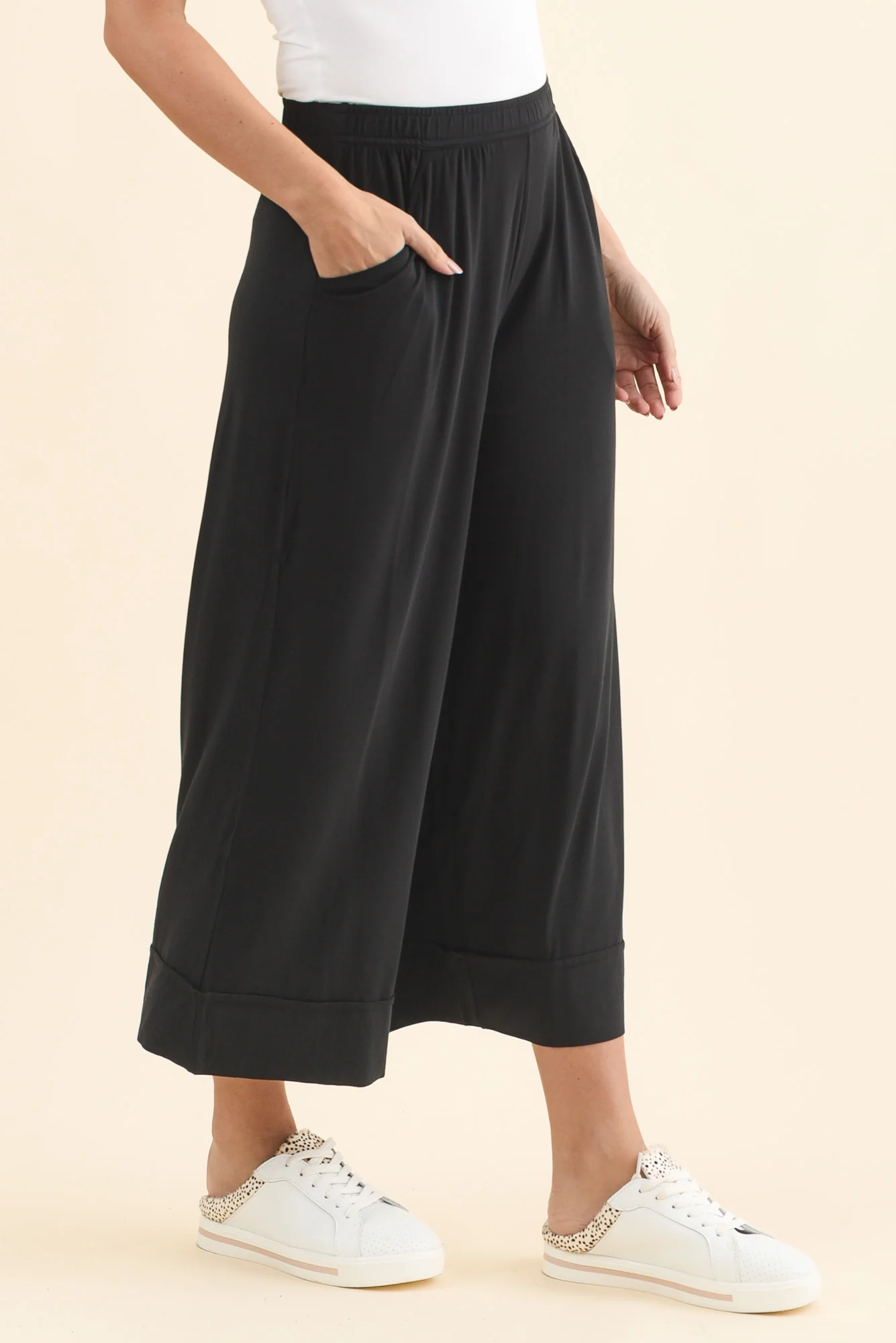 Lena Black Micro Modal Resort Pants - Image 3