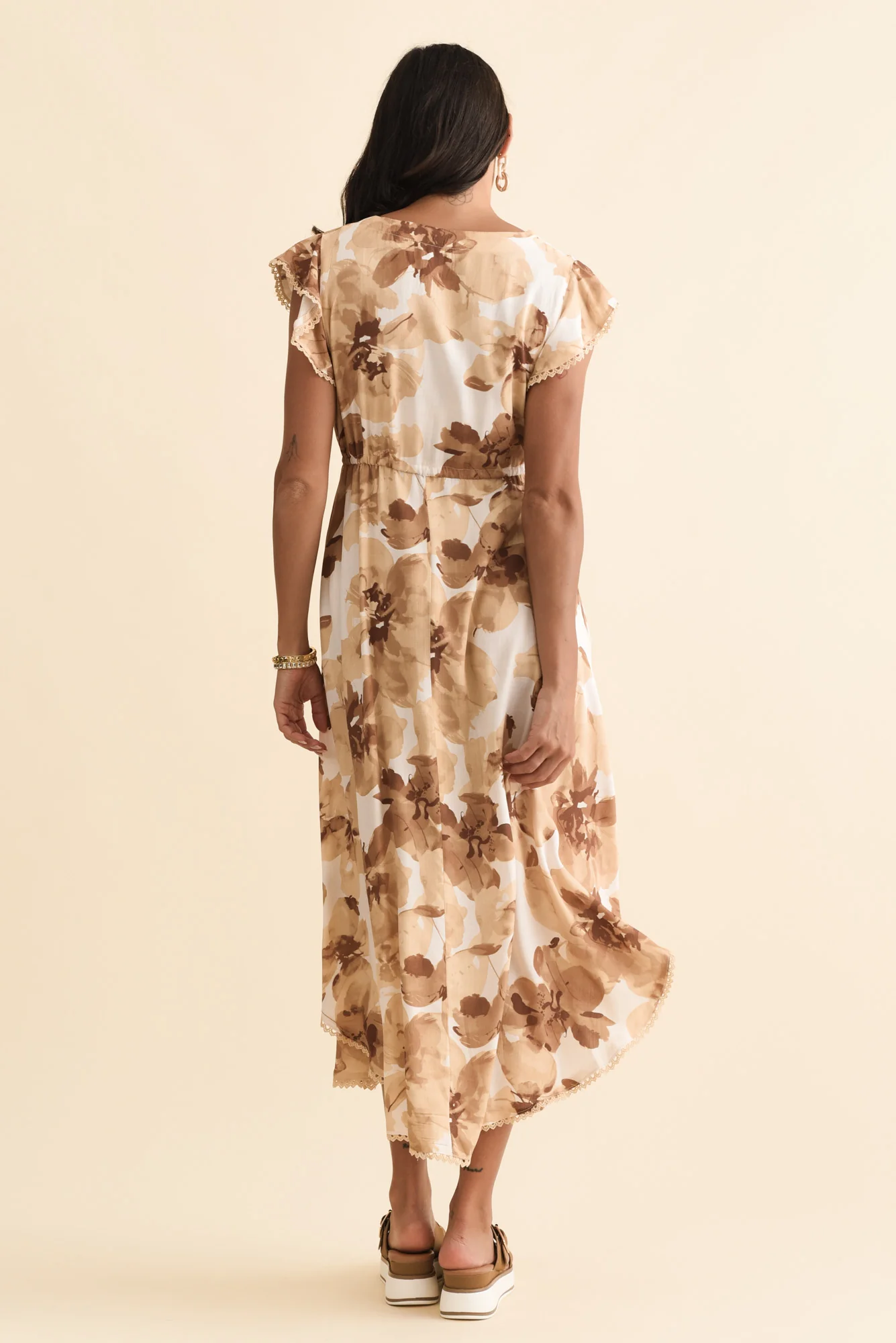 Libby Rust Flower Midi Dress - Image 5