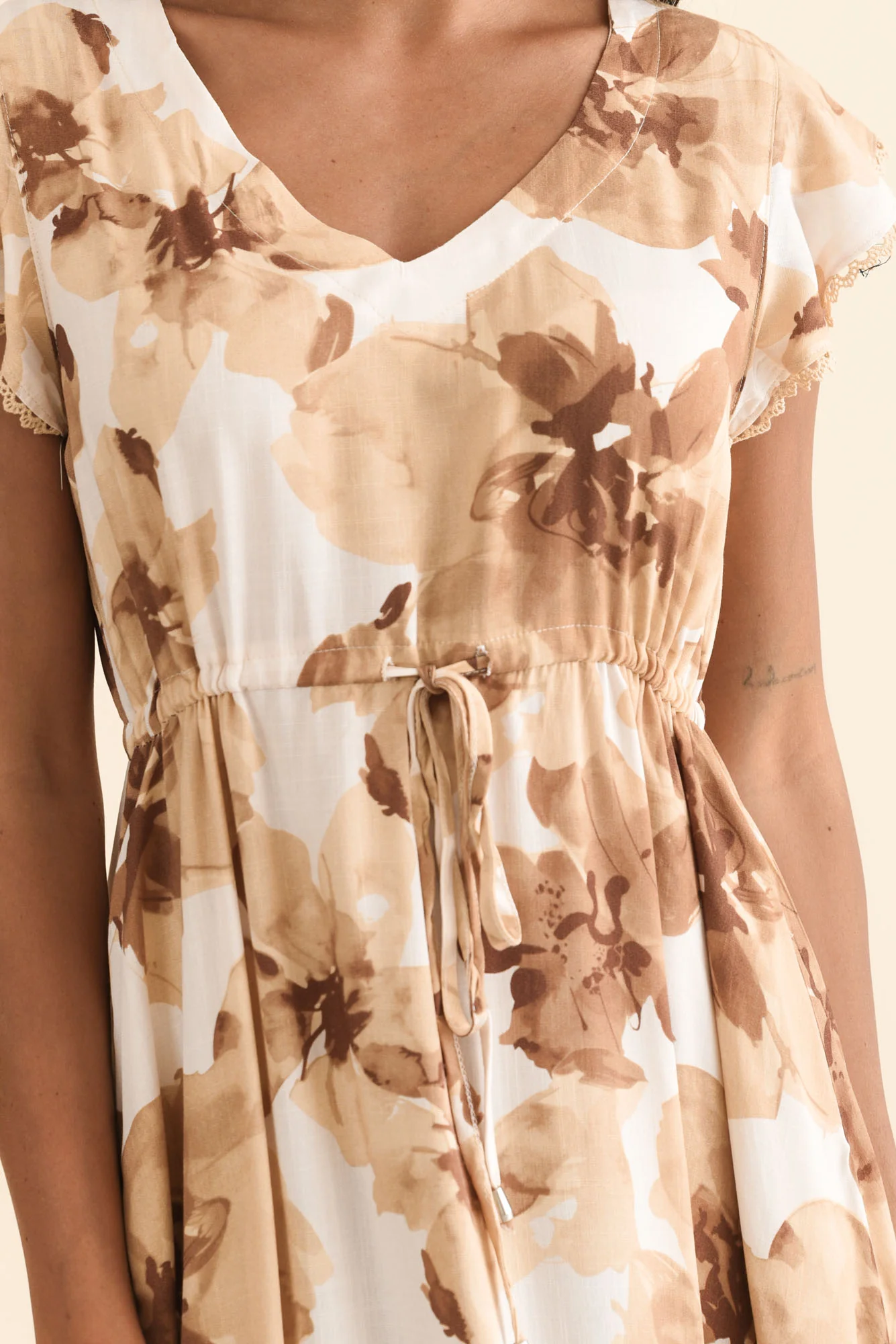 Libby Rust Flower Midi Dress - Image 6